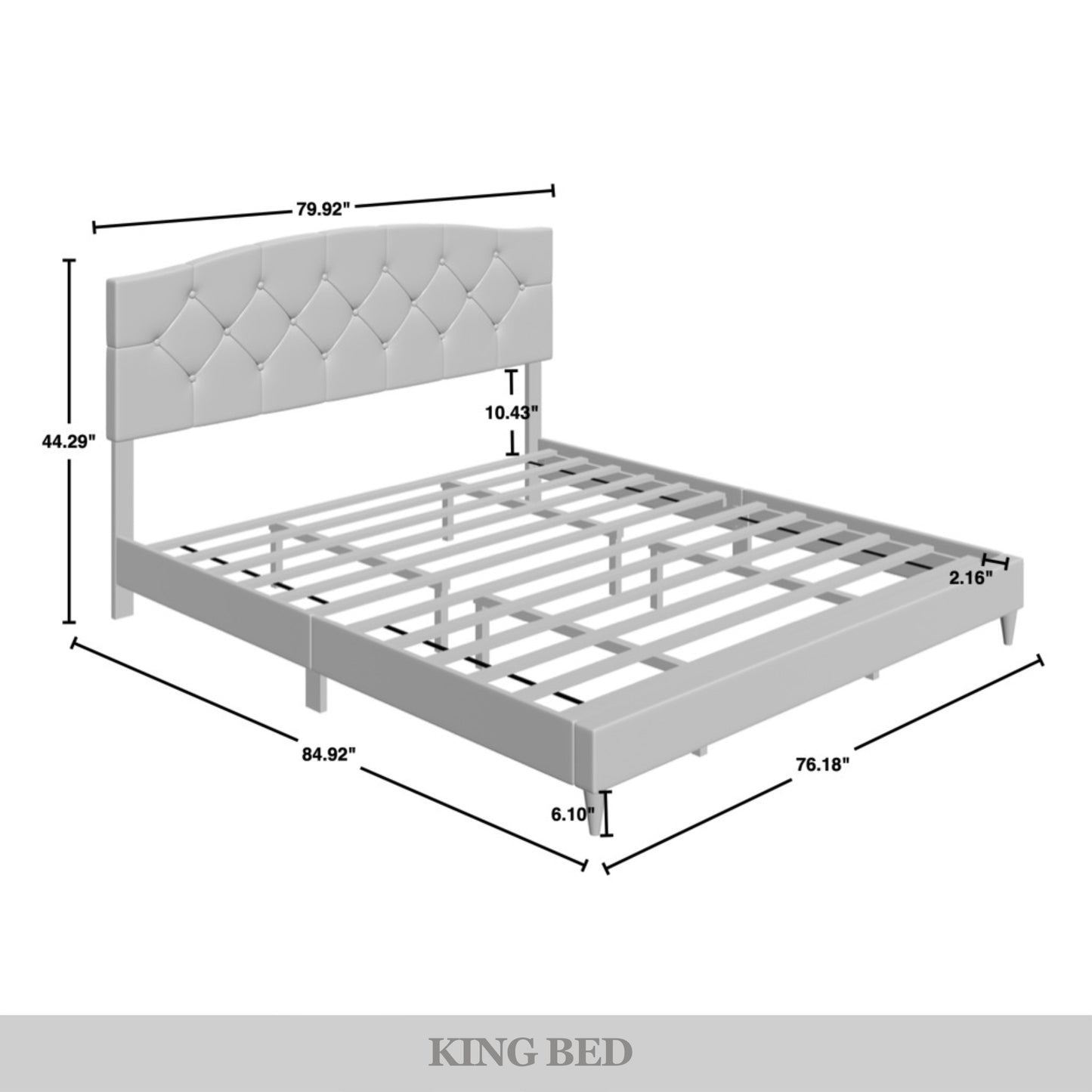 Nahiem Diamond Button Tufted Upholstered Platform Bed