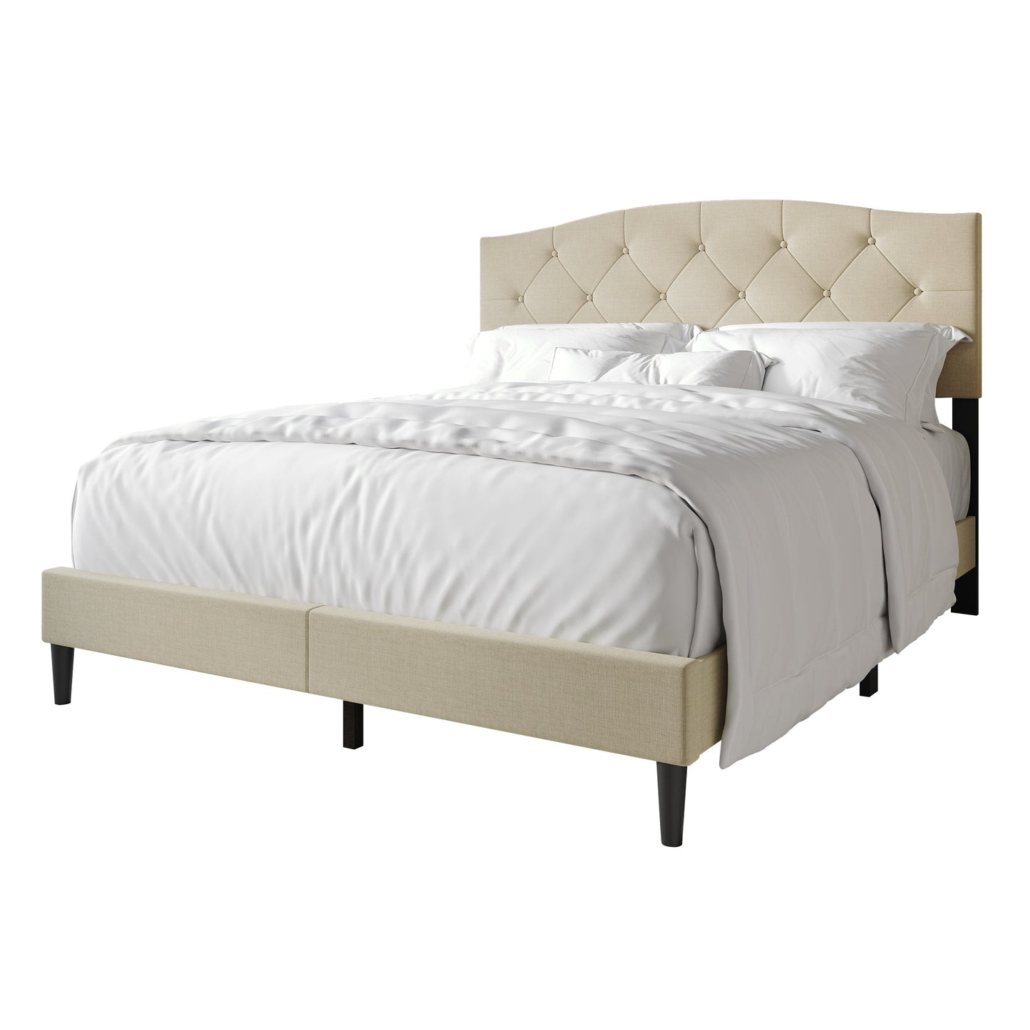 Nahiem Diamond Button Tufted Upholstered Platform Bed