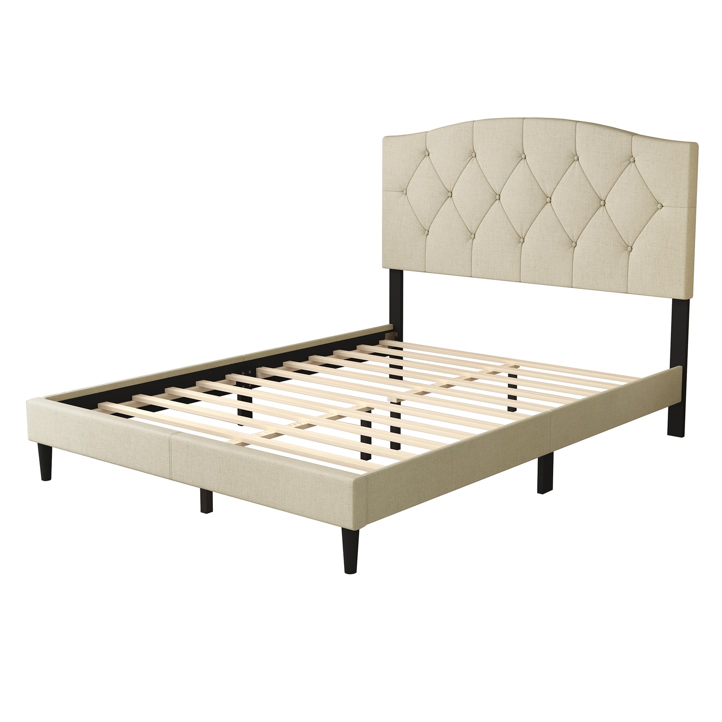 Nahiem Diamond Button Tufted Upholstered Platform Bed