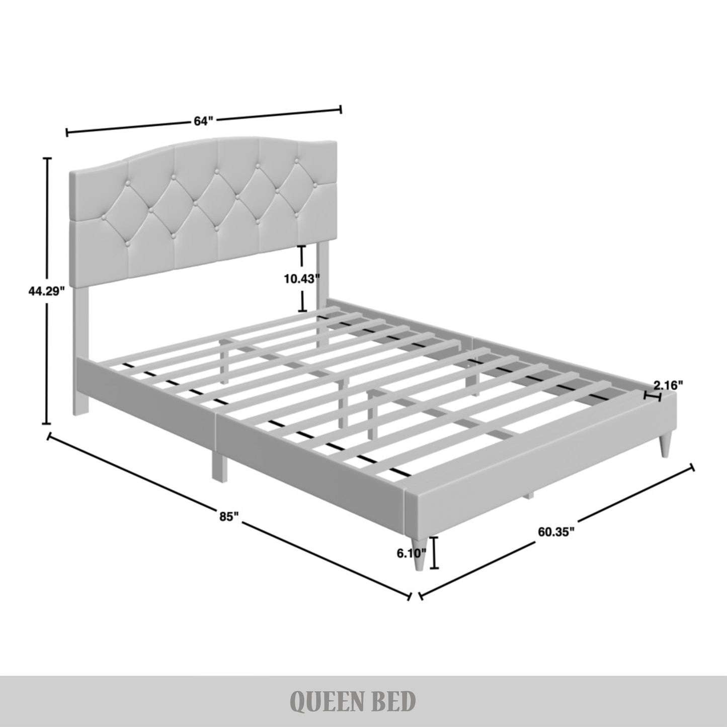 Nahiem Diamond Button Tufted Upholstered Platform Bed