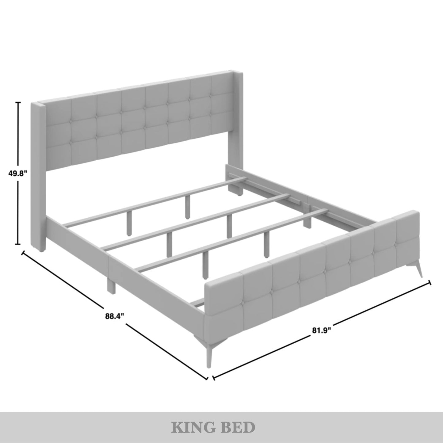 Karmane Square Button-Tufted Wingback Velvet Upholstered Bed