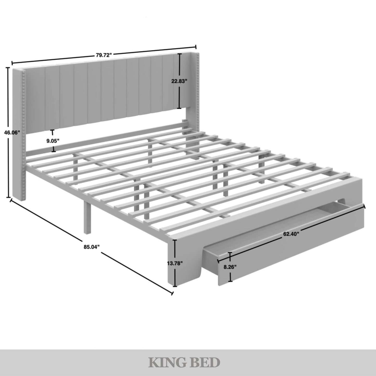 Georgia-Lee Velvet Wingback Tufted Upholstered Platform Storage Bed