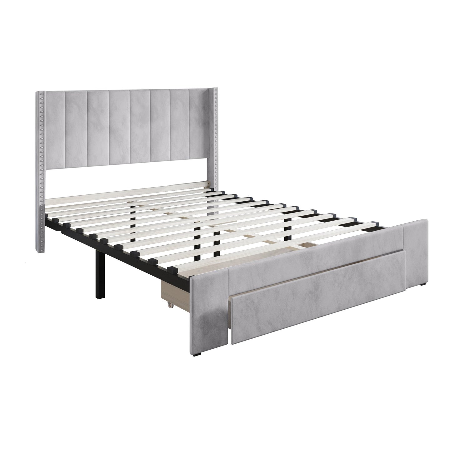Georgia-Lee Velvet Wingback Tufted Upholstered Platform Storage Bed