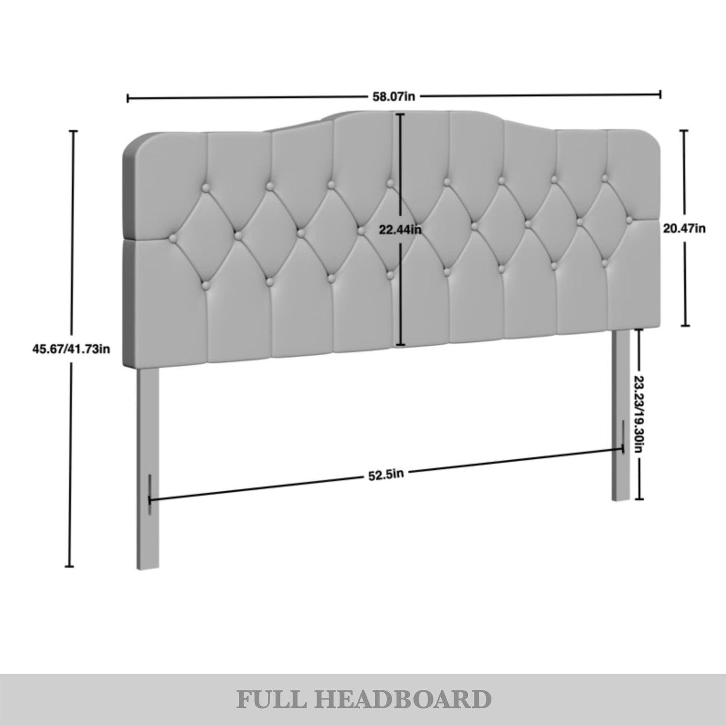 Dvante Velvet Button Tufted Curved Adjustable Headboard