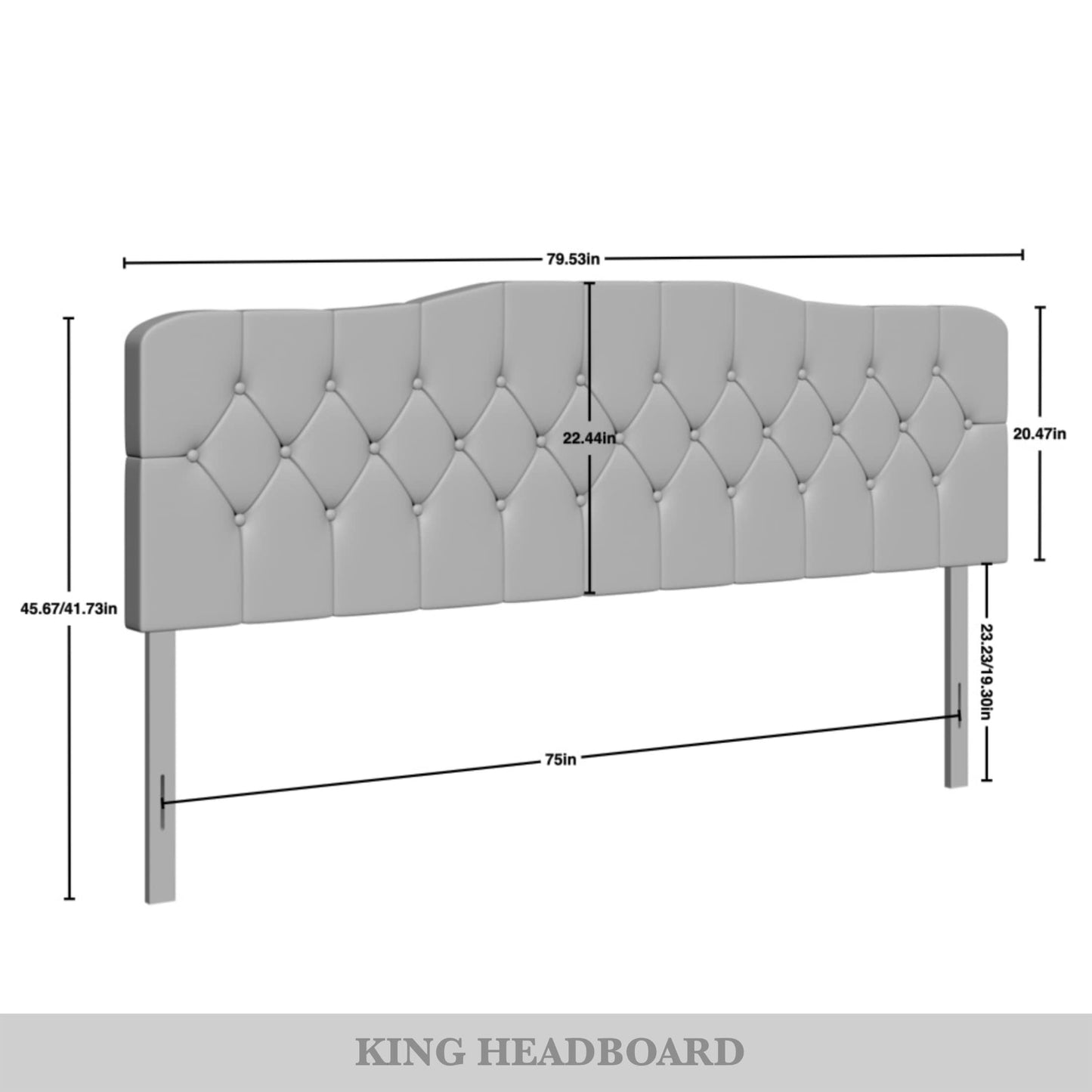 Dvante Velvet Button Tufted Curved Adjustable Headboard