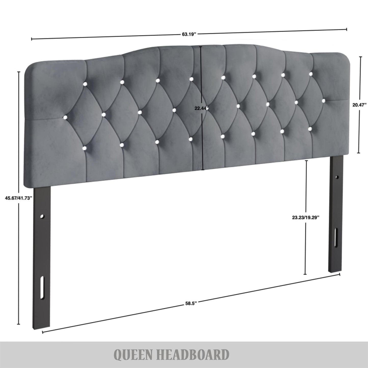 Dvante Velvet Button Tufted Curved Adjustable Headboard