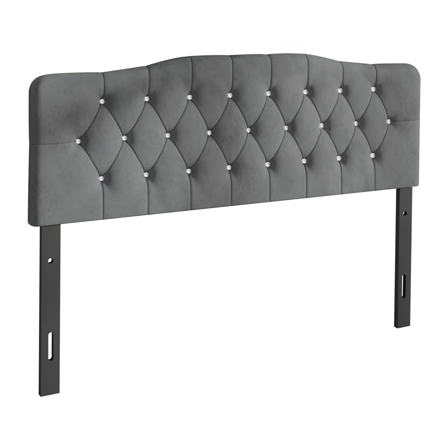 Dvante Velvet Button Tufted Curved Adjustable Headboard