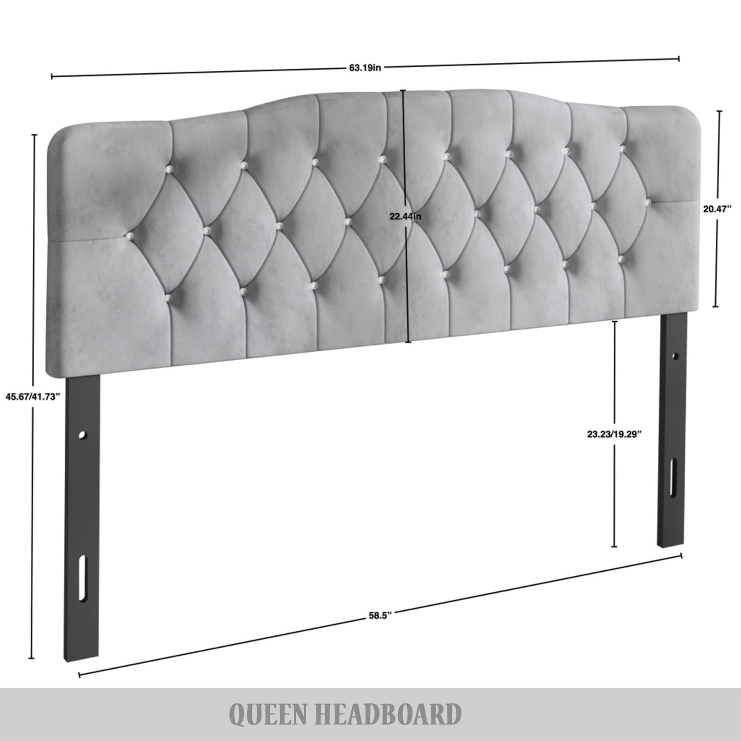 Dvante Velvet Button Tufted Curved Adjustable Headboard