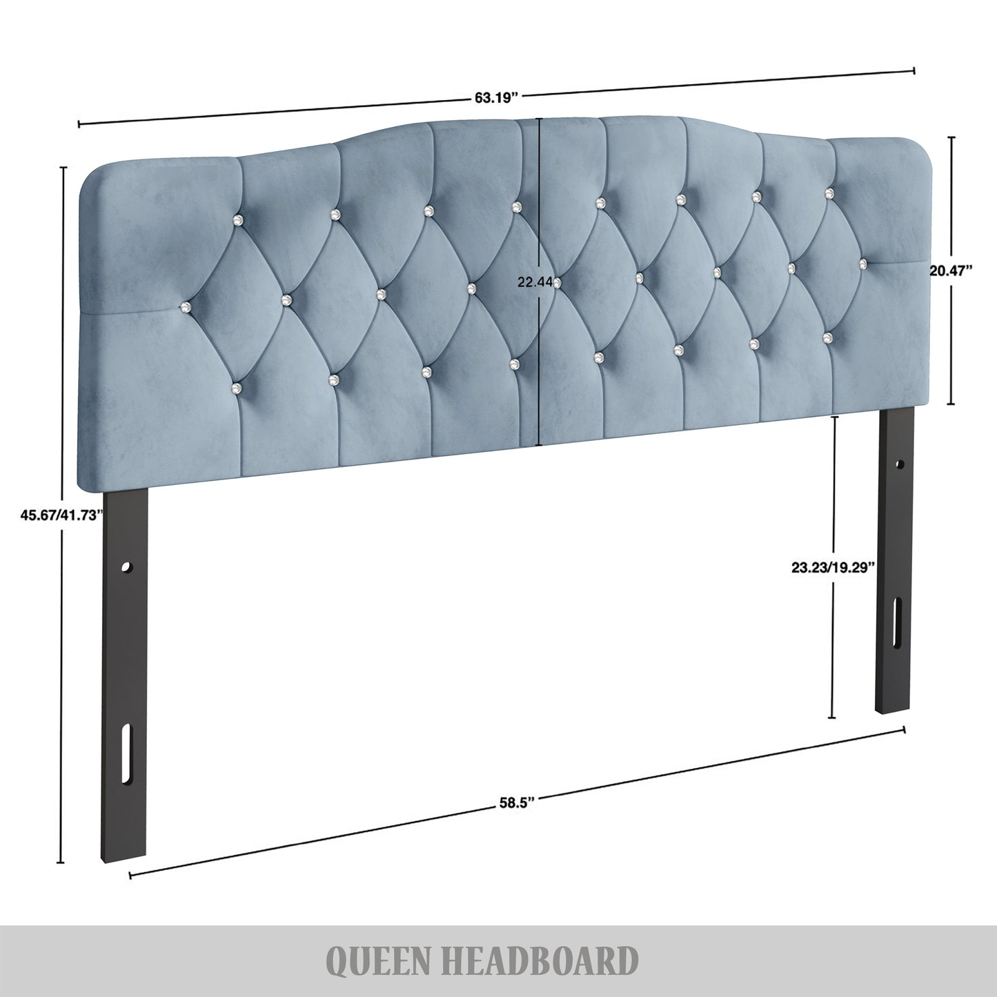 Dvante Velvet Button Tufted Curved Adjustable Headboard