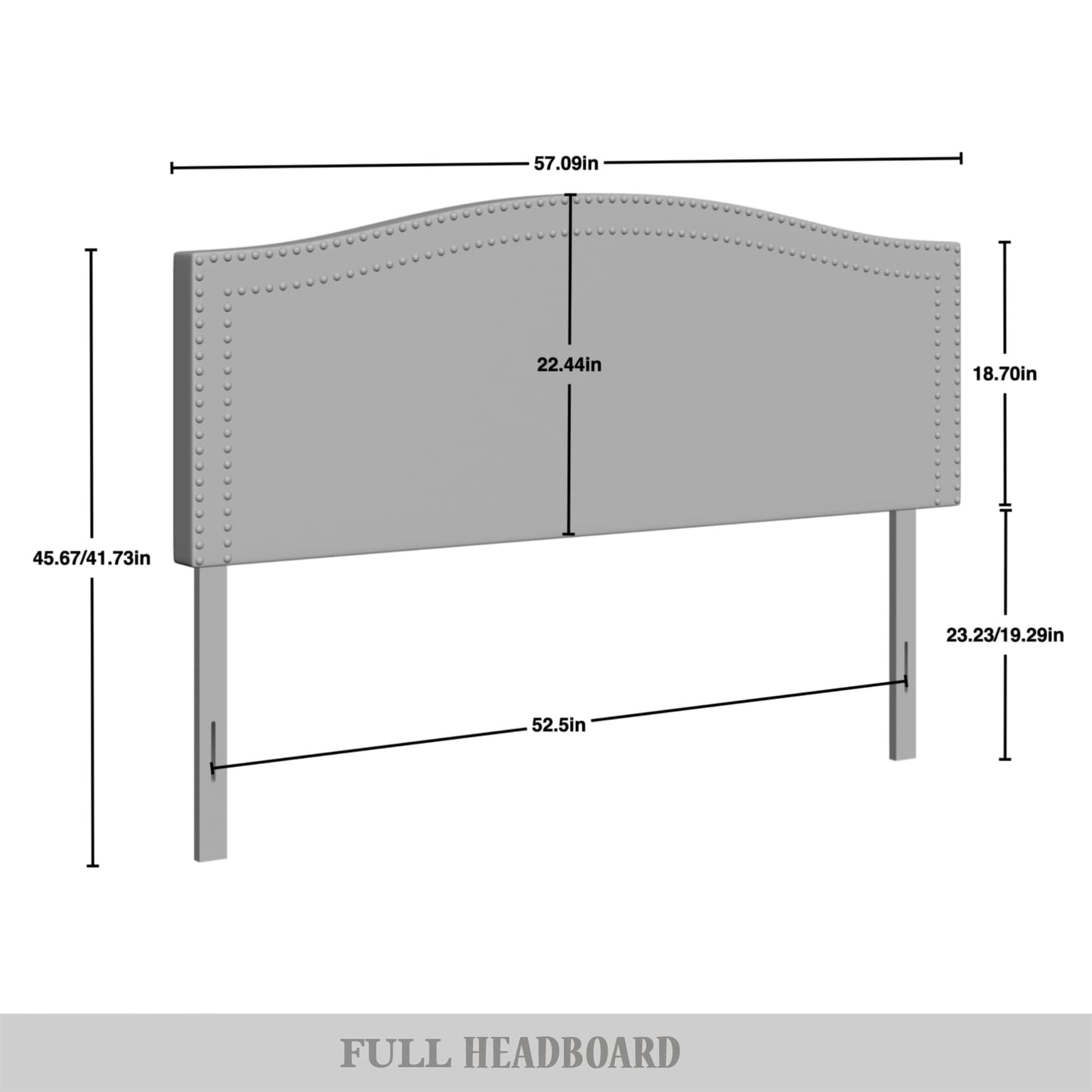 Duyne Velvet Nailhead Trim Upholstered Adjustable Headboard