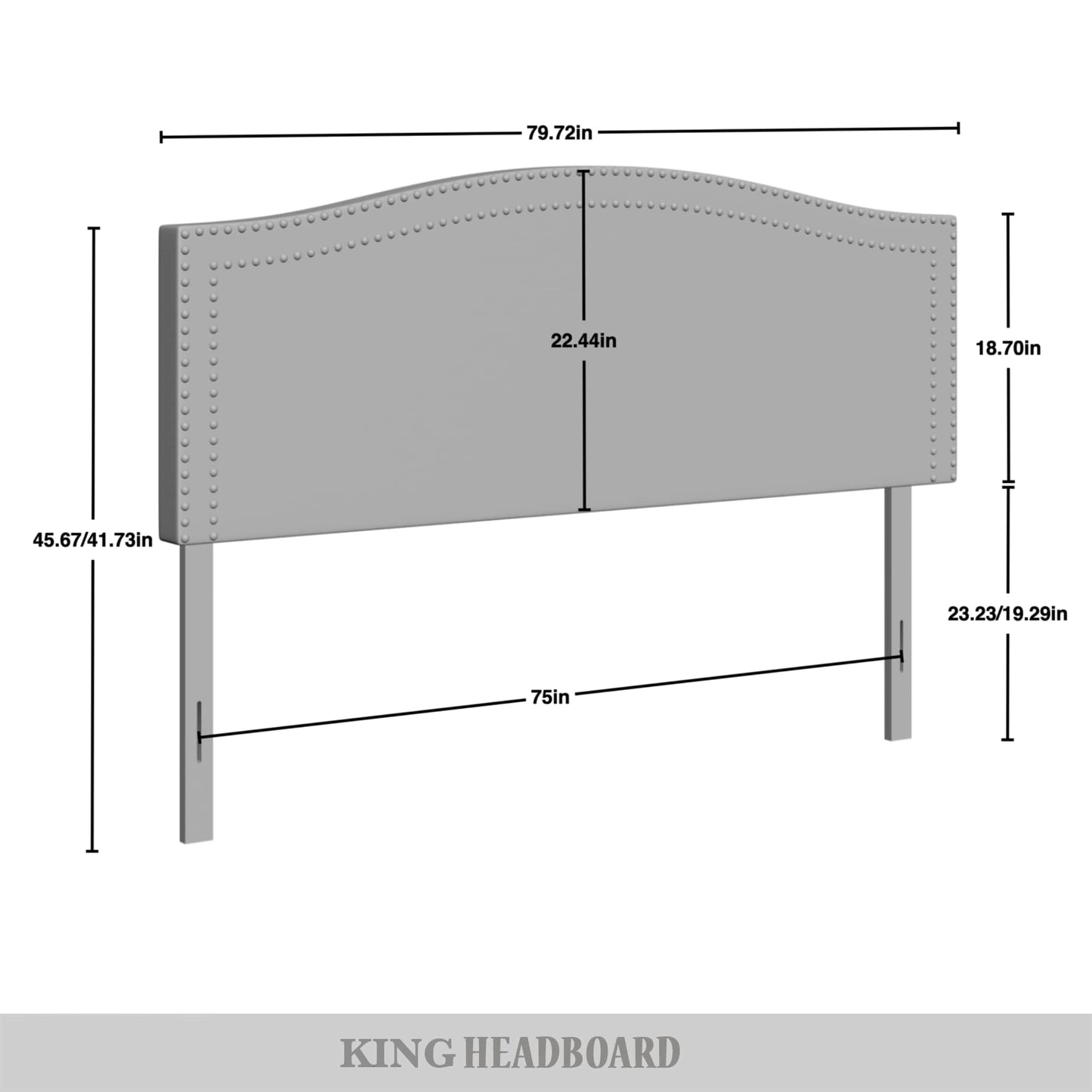 Duyne Velvet Nailhead Trim Upholstered Adjustable Headboard