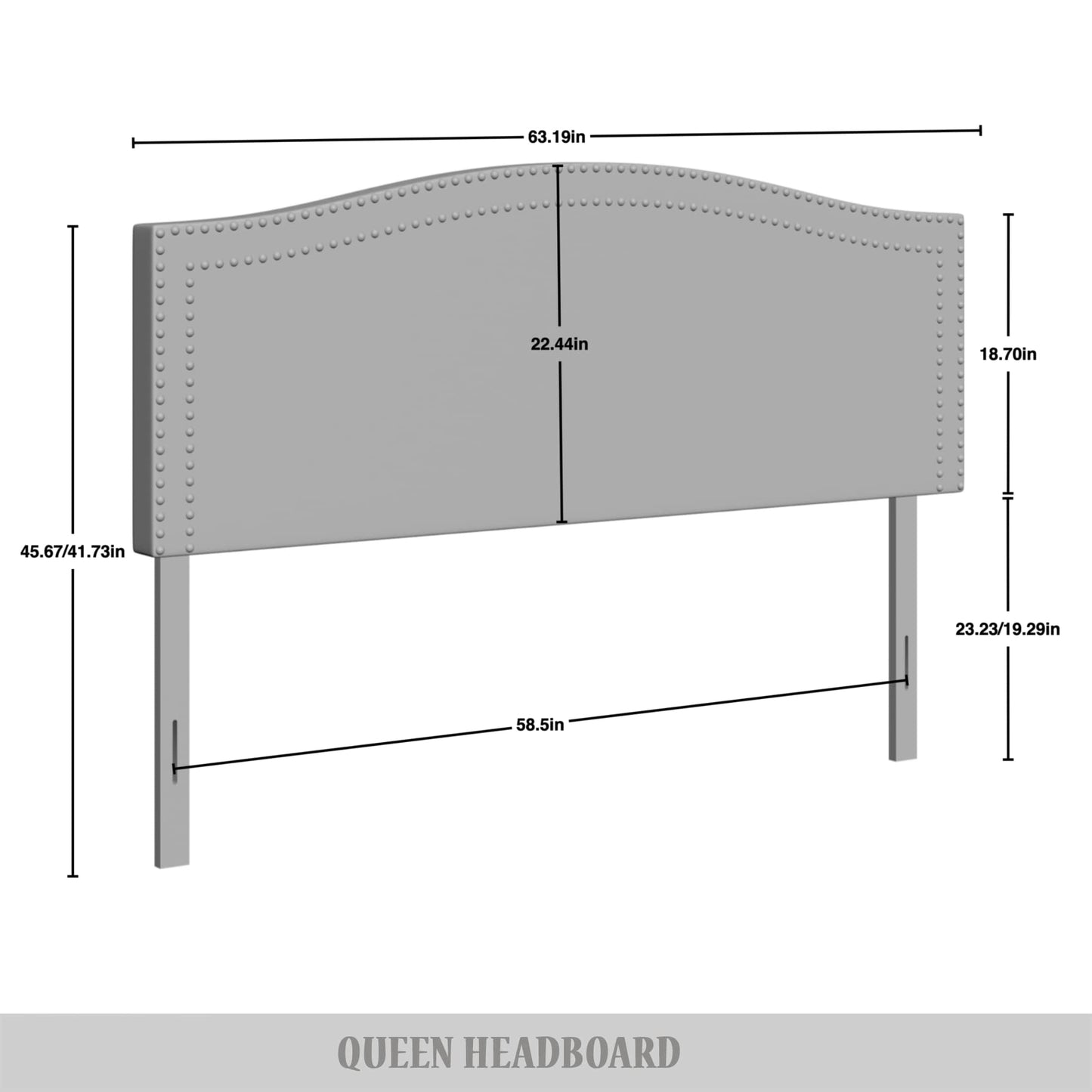 Duyne Velvet Nailhead Trim Upholstered Adjustable Headboard