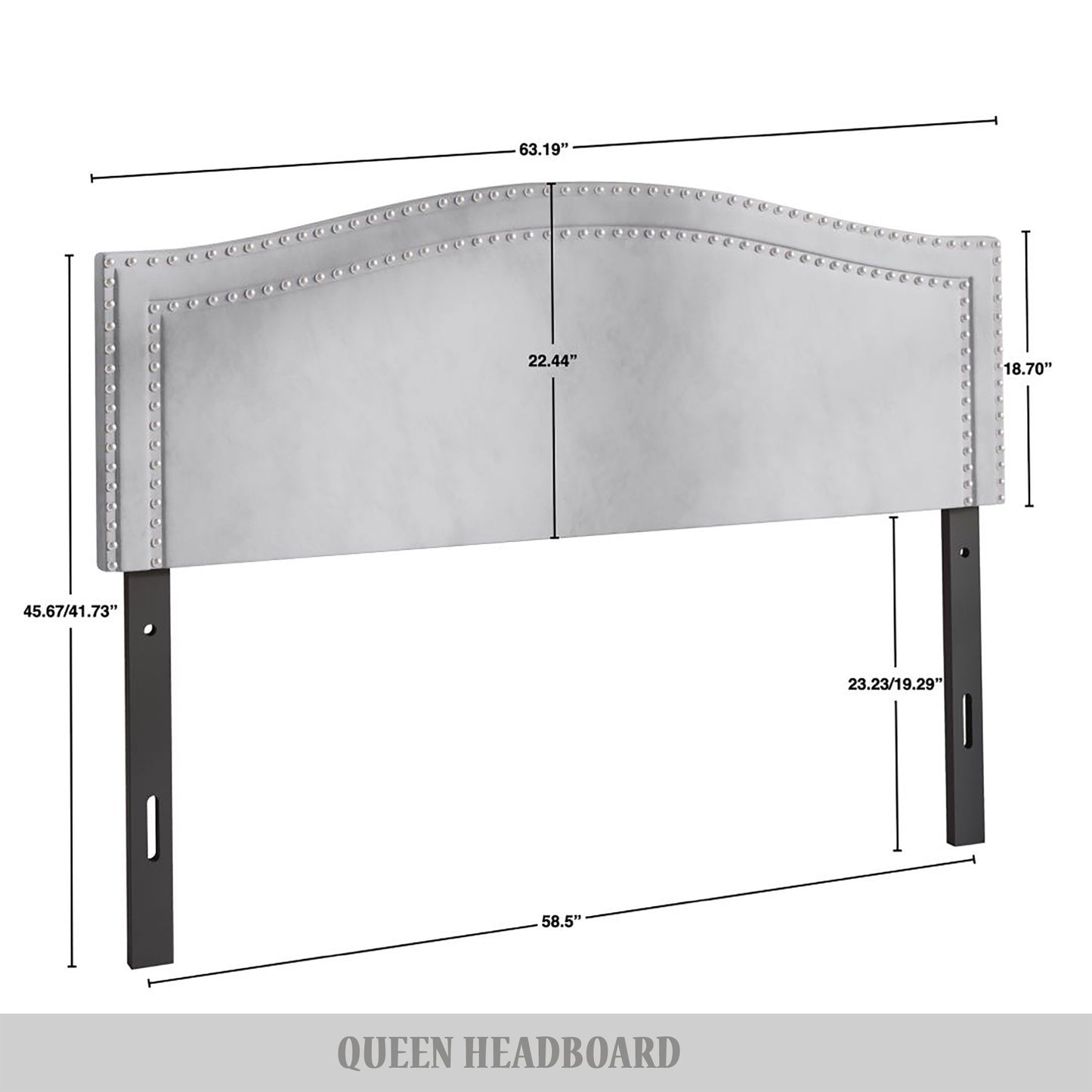 Duyne Velvet Nailhead Trim Upholstered Adjustable Headboard
