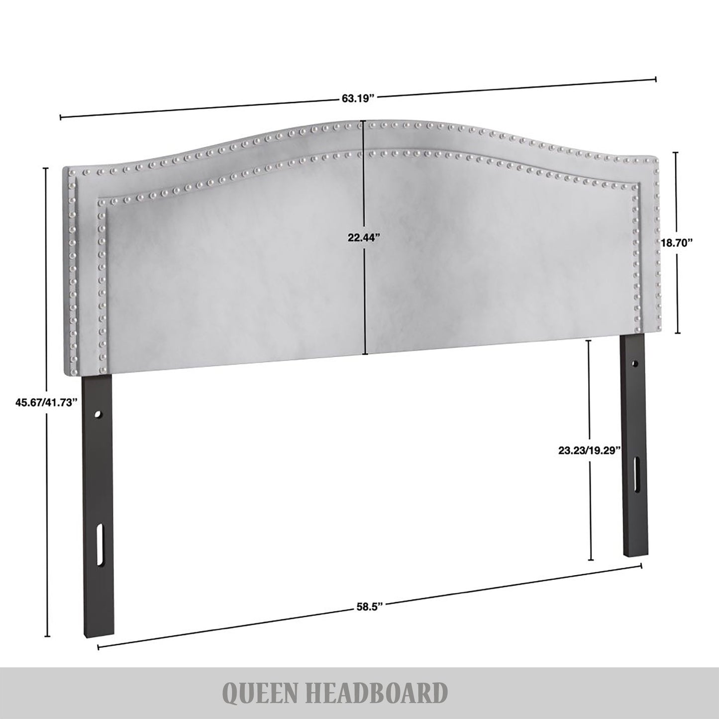 Duyne Velvet Nailhead Trim Upholstered Adjustable Headboard