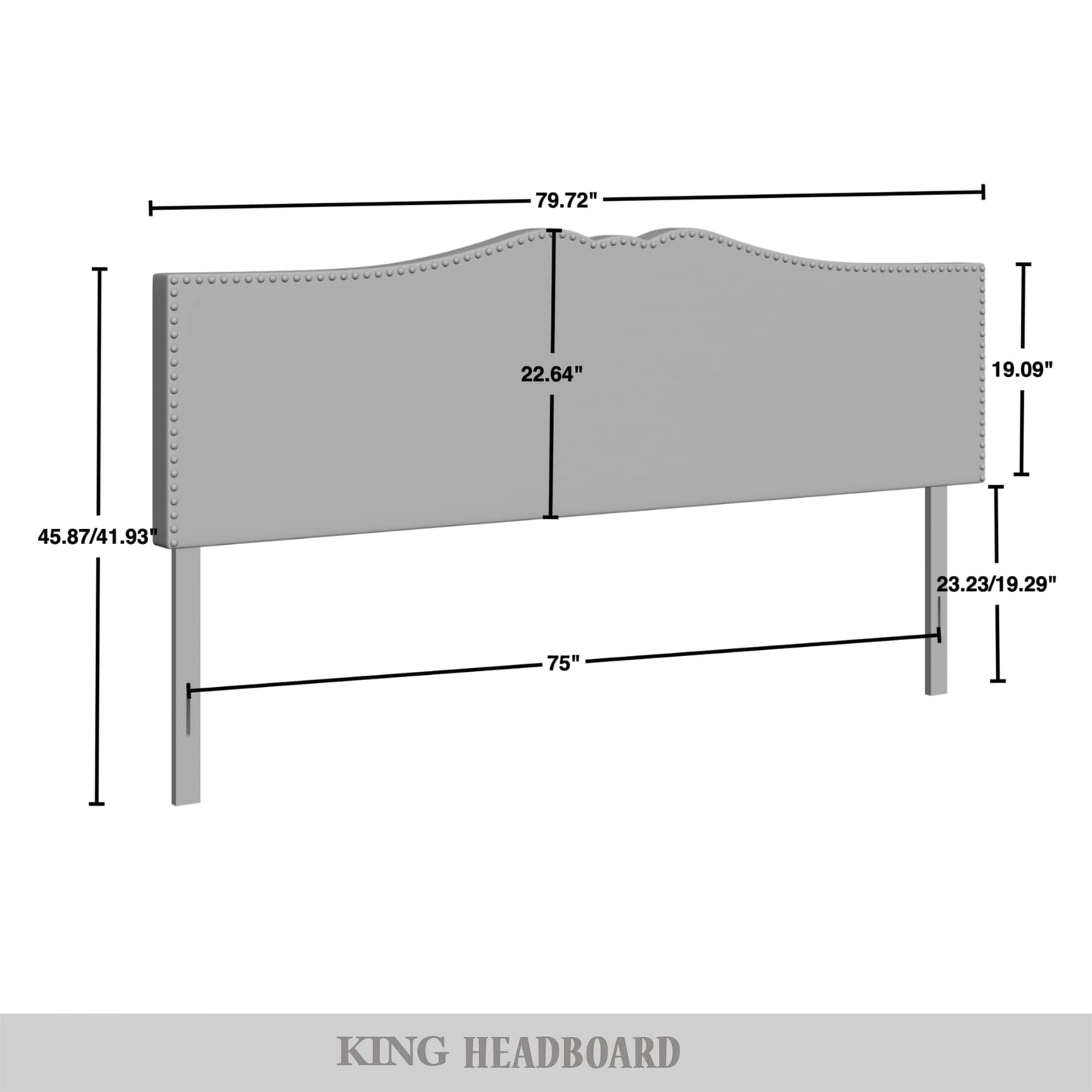 Isahbella Linen Nailhead Curvaceous Upholstered Adjustable Headboard