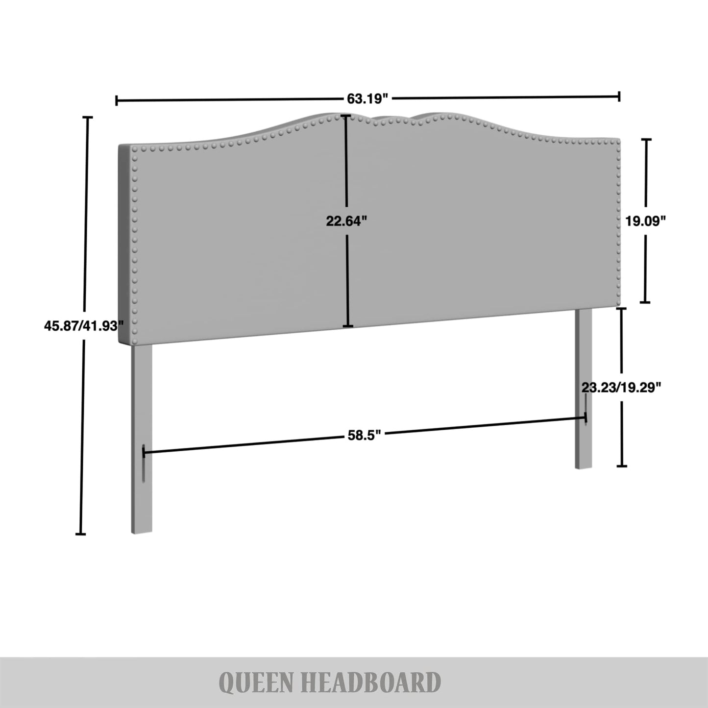 Isahbella Linen Nailhead Curvaceous Upholstered Adjustable Headboard