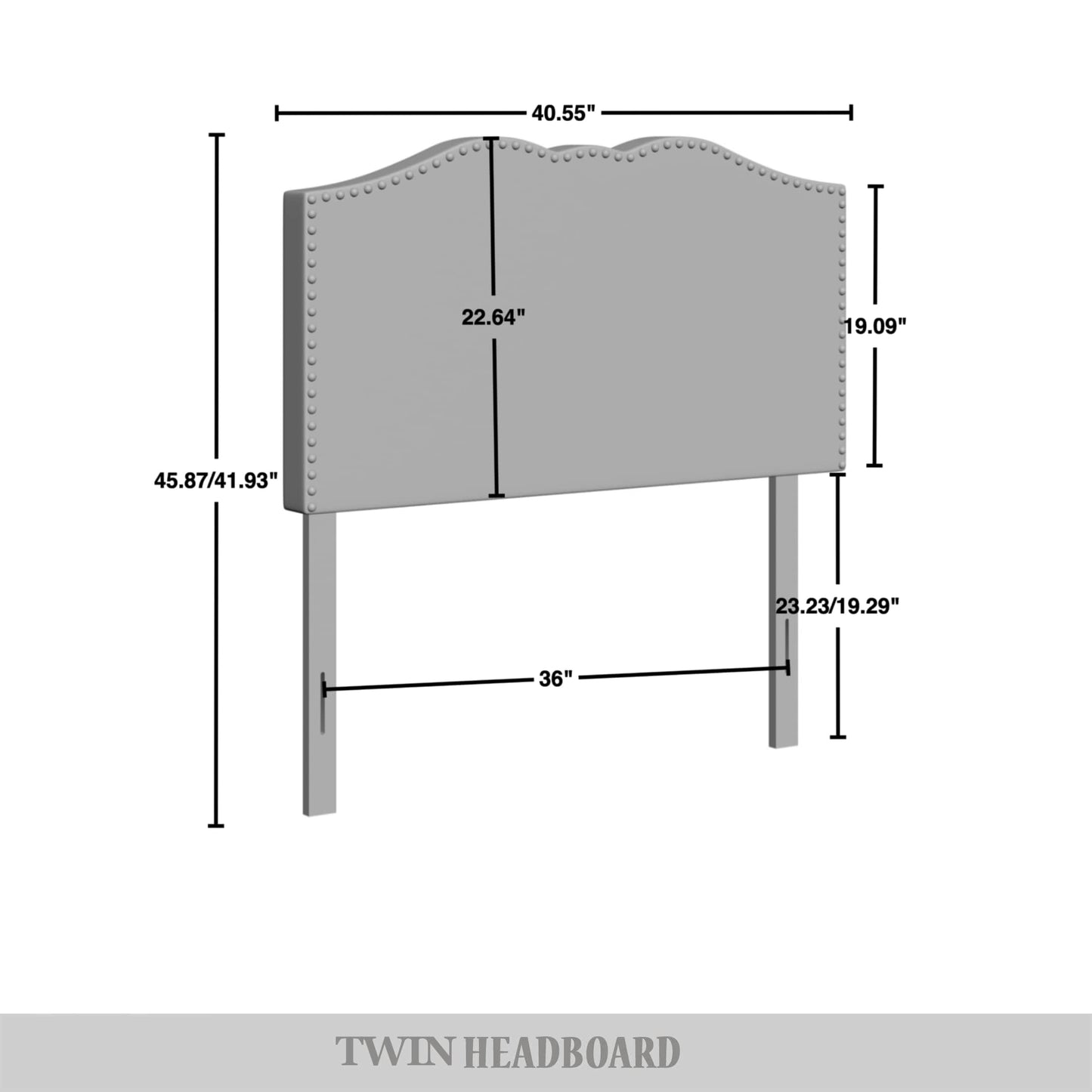 Isahbella Linen Nailhead Curvaceous Upholstered Adjustable Headboard