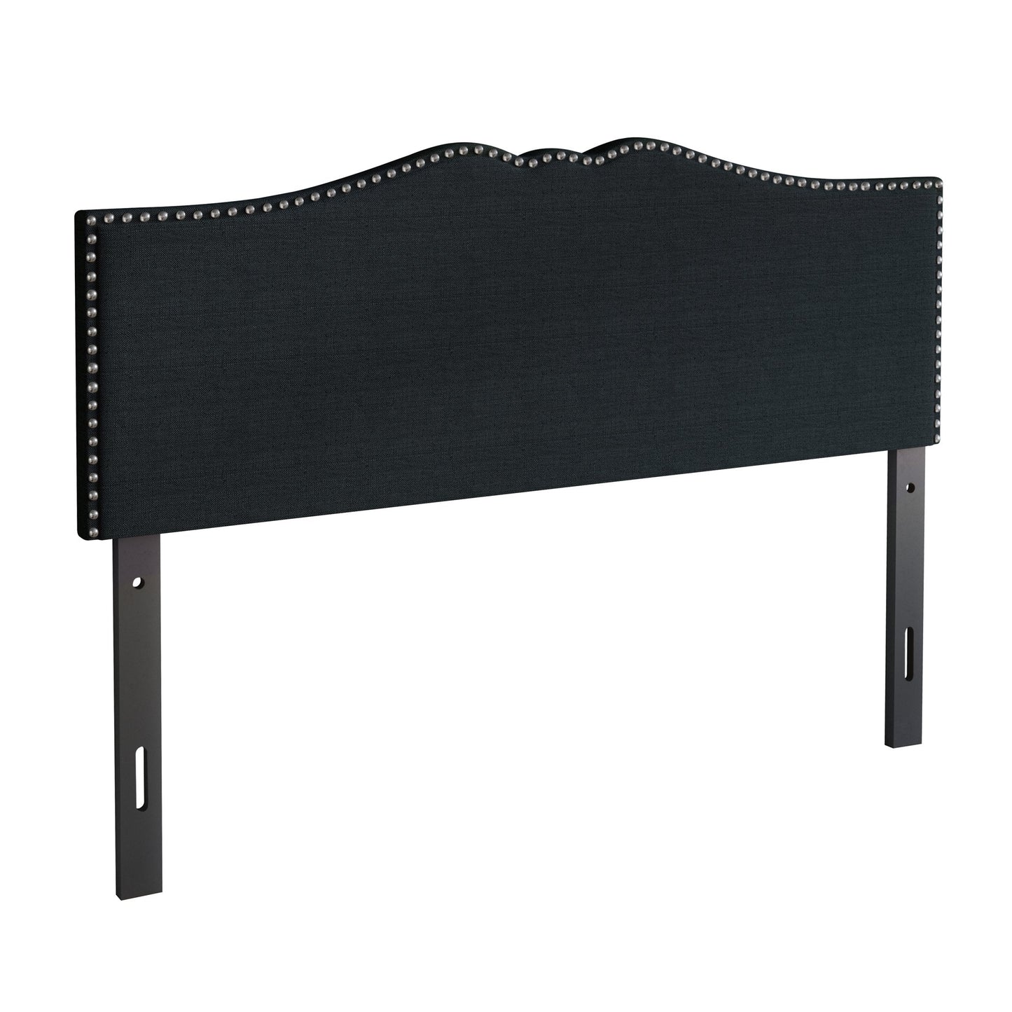 Isahbella Linen Nailhead Curvaceous Upholstered Adjustable Headboard