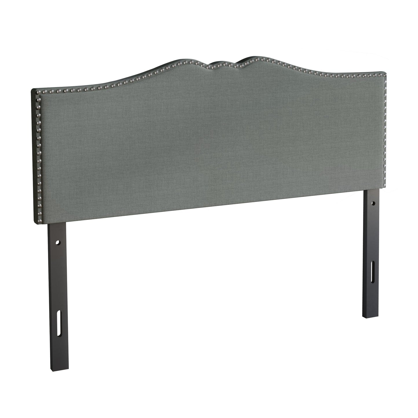 Isahbella Linen Nailhead Curvaceous Upholstered Adjustable Headboard