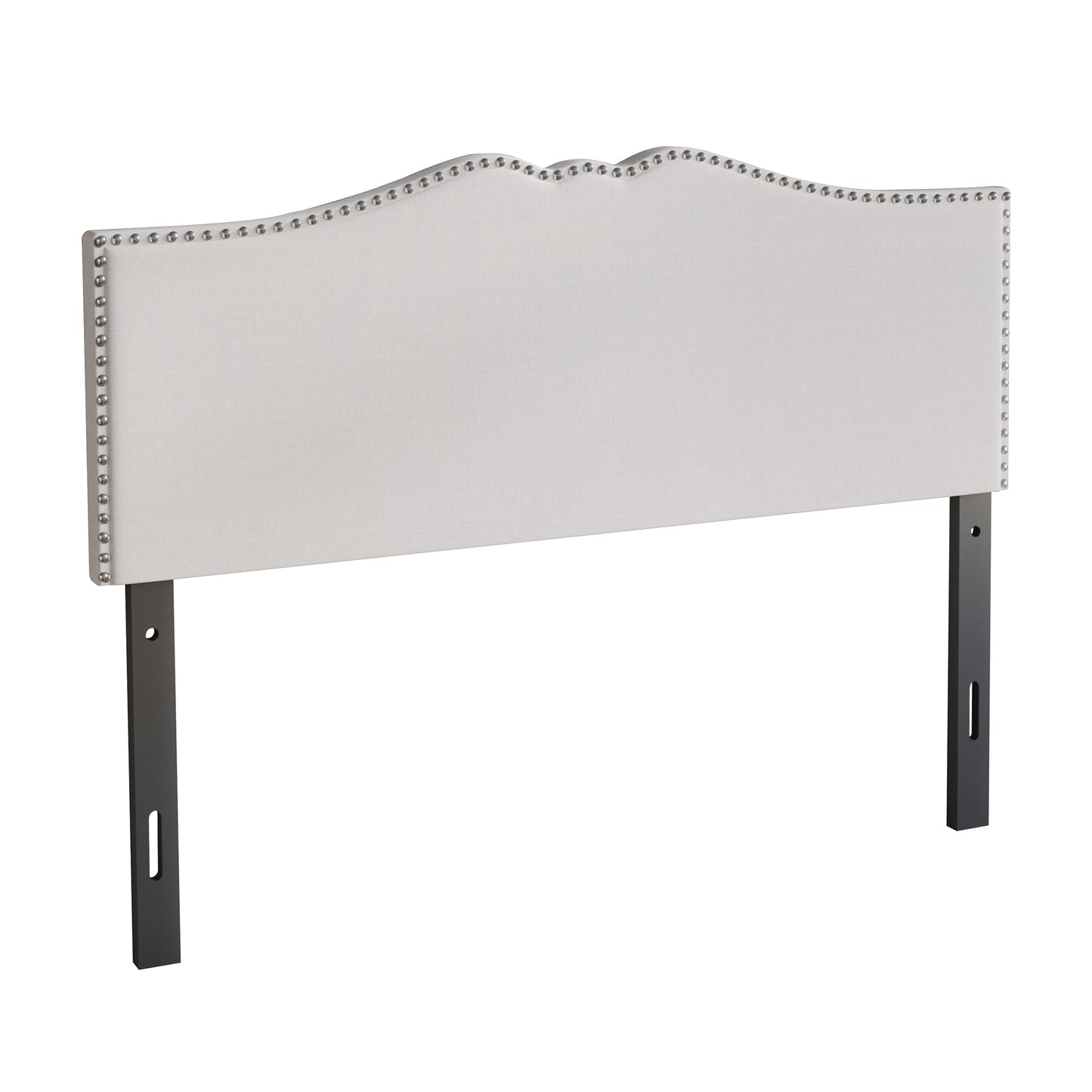Isahbella Linen Nailhead Curvaceous Upholstered Adjustable Headboard