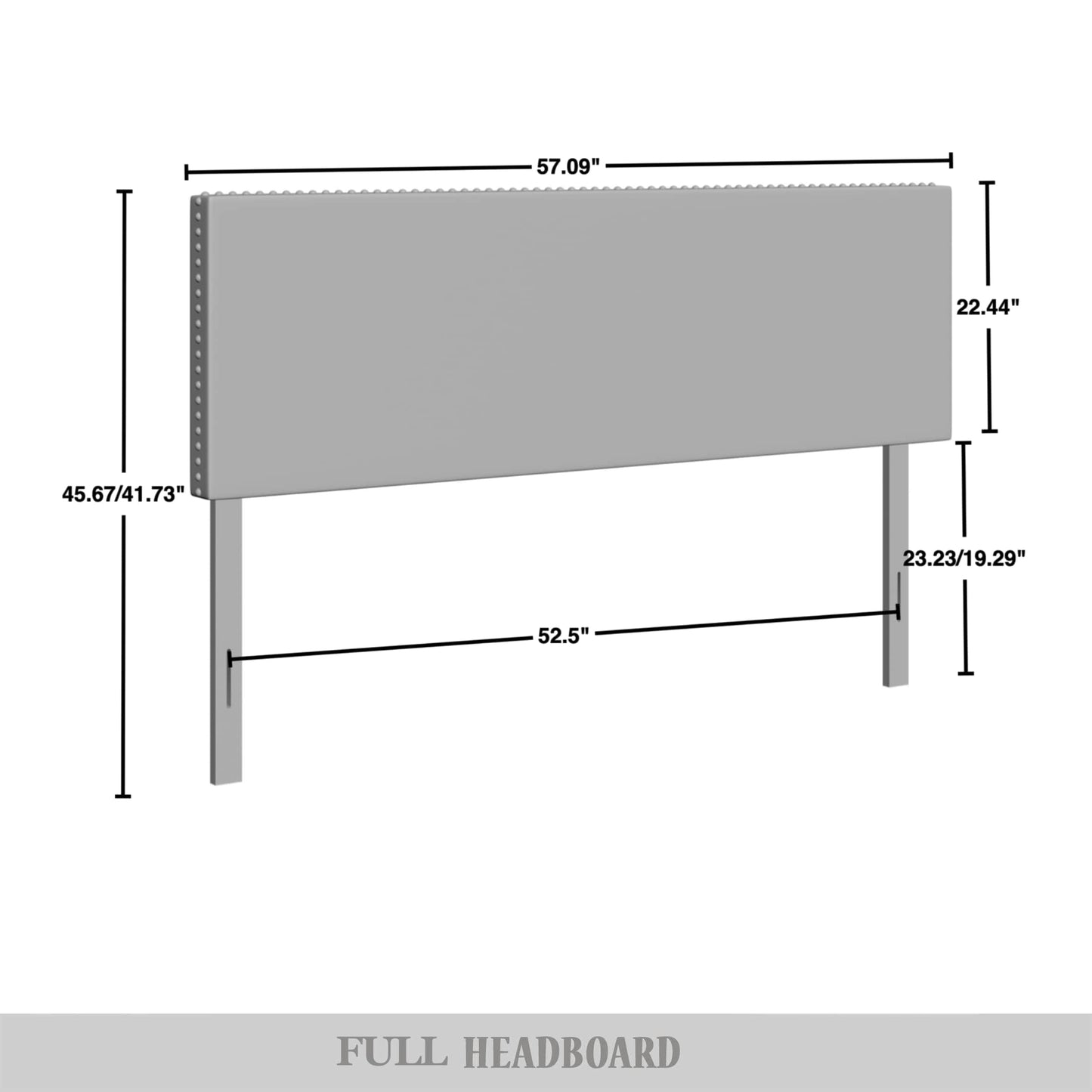 Haawa Velvet Nailhead Trim Upholstered Adjustable Headboard