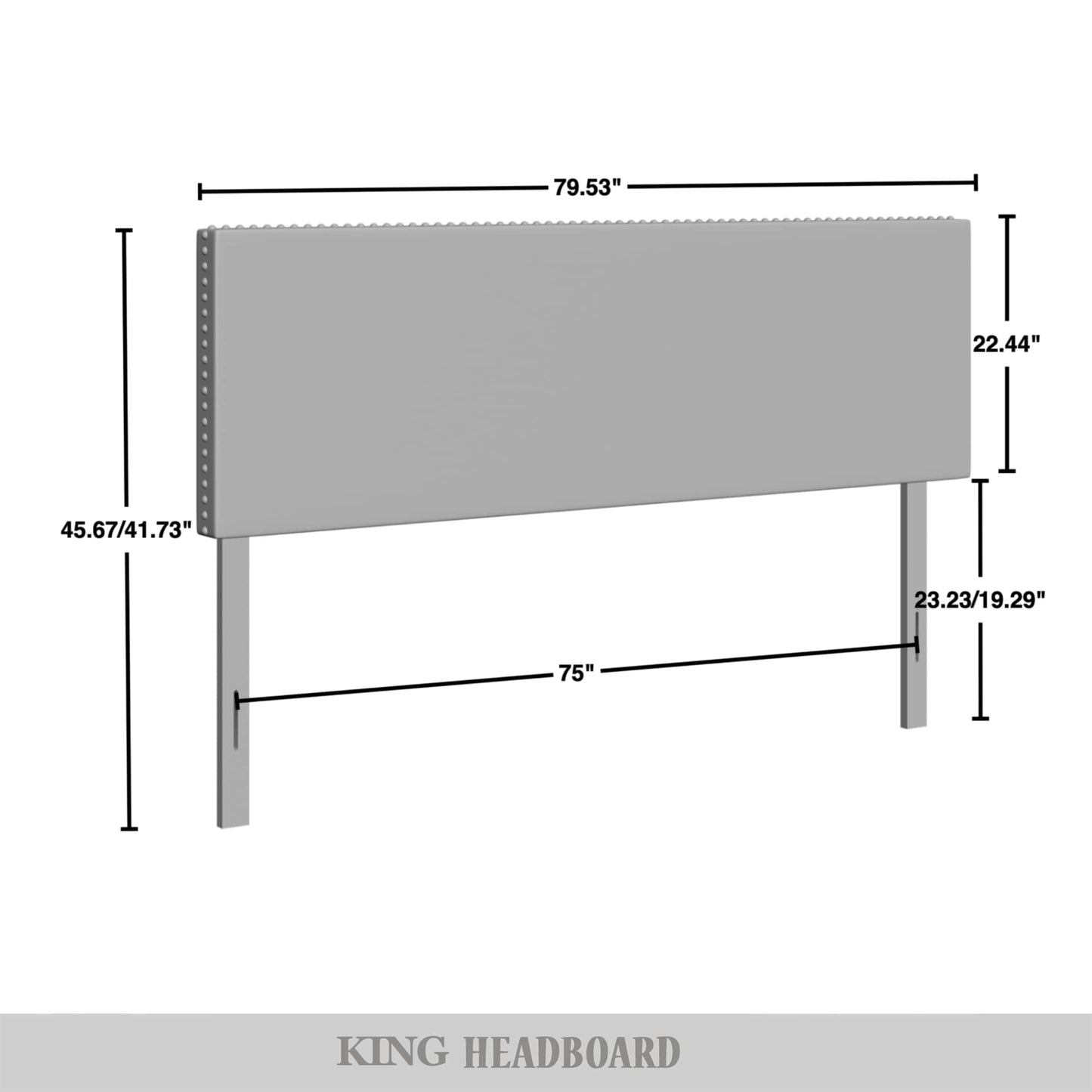 Haawa Velvet Nailhead Trim Upholstered Adjustable Headboard