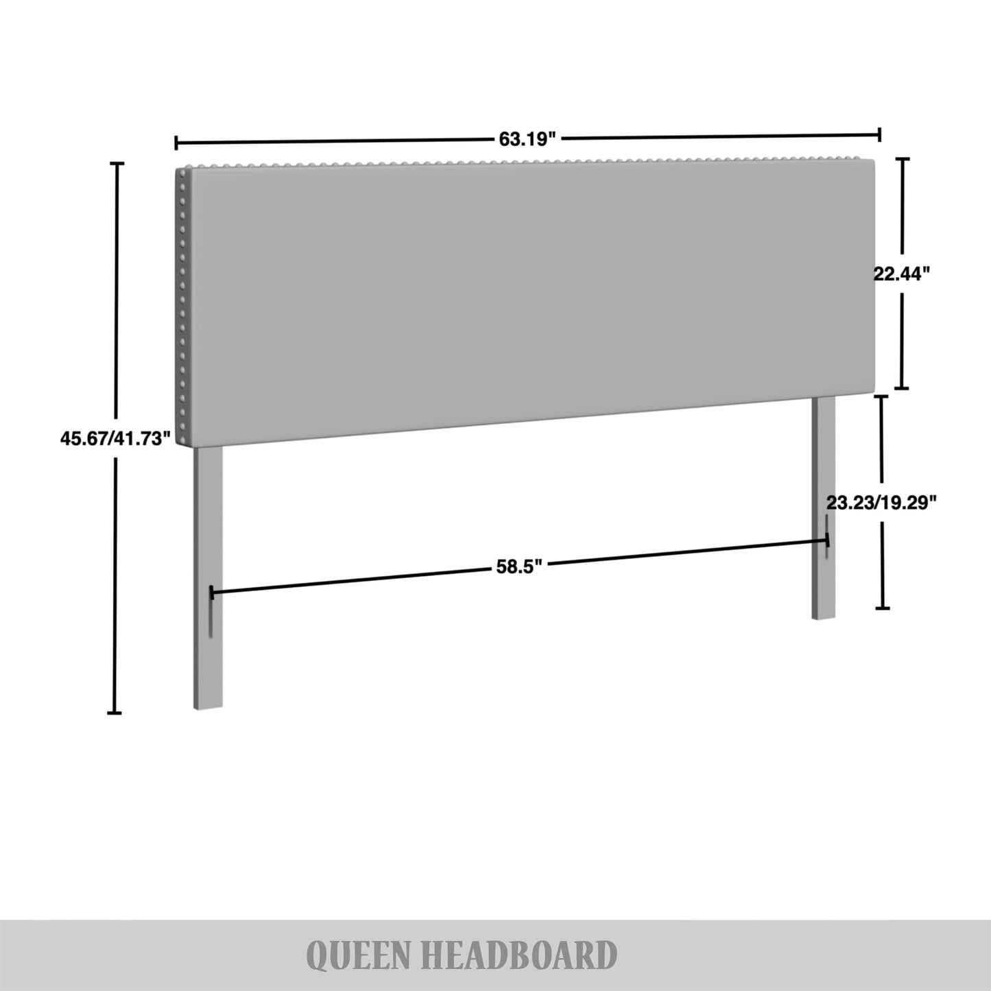 Haawa Velvet Nailhead Trim Upholstered Adjustable Headboard
