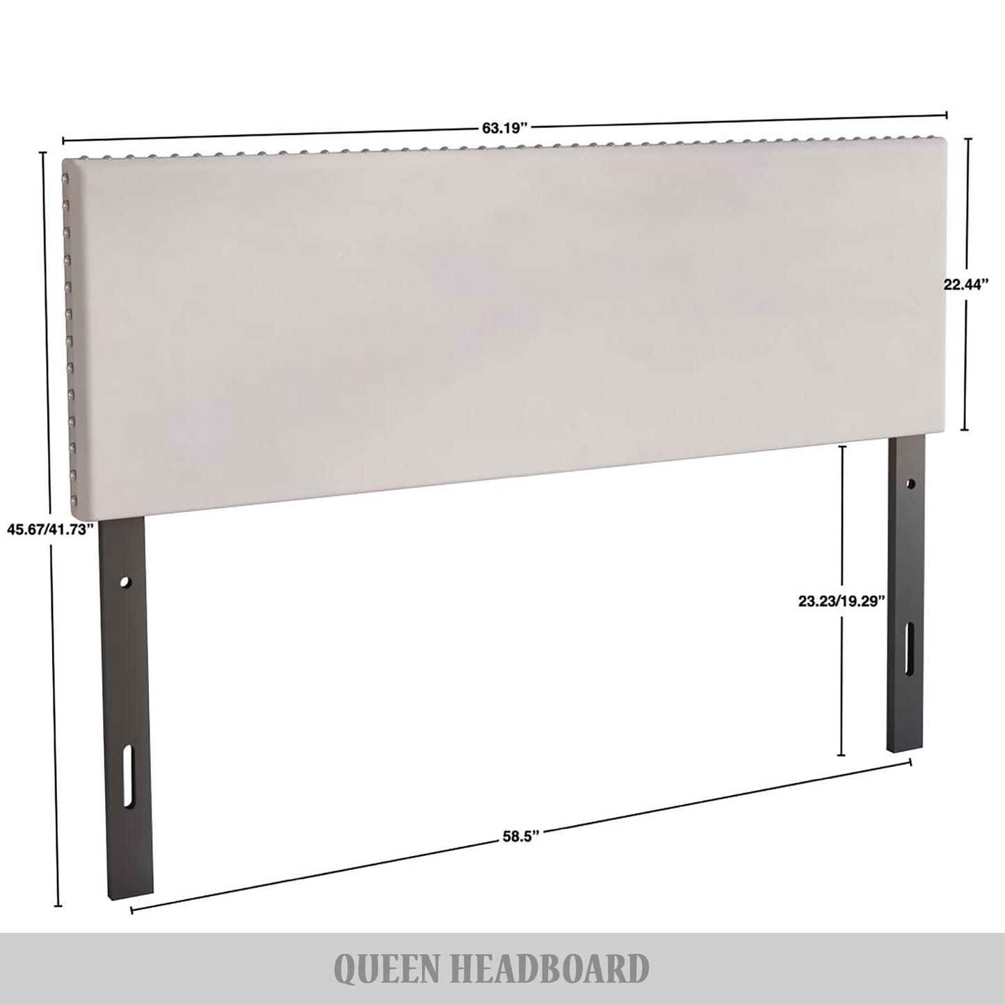 Haawa Velvet Nailhead Trim Upholstered Adjustable Headboard