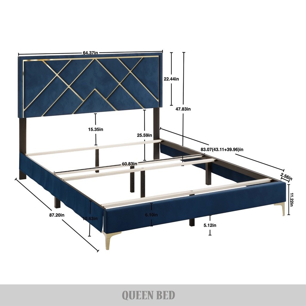 Lausyn 3 Piece Bedroom Nightstands Set Velvet Upholstered Bed