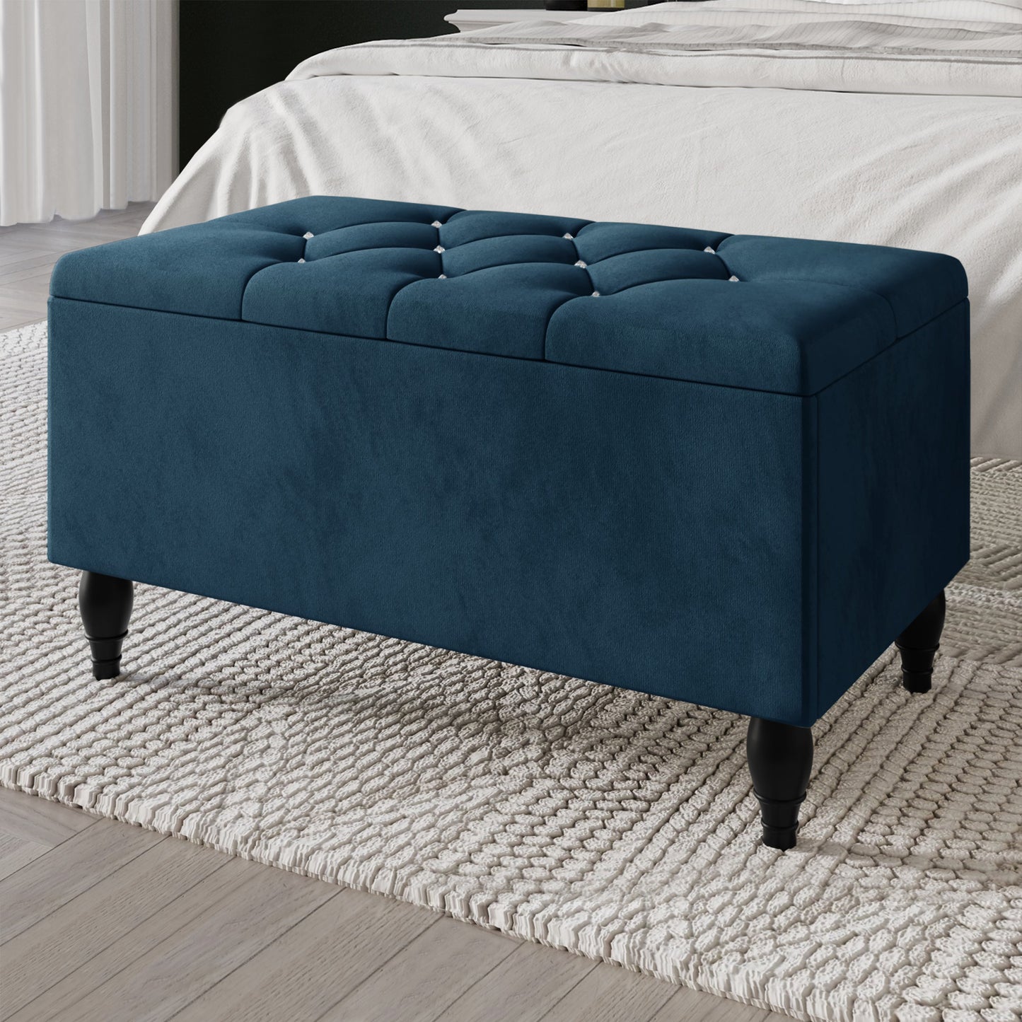 Tyreese 2 Piece Bedroom Bench Set Velvet Wingback Upholstered Bed