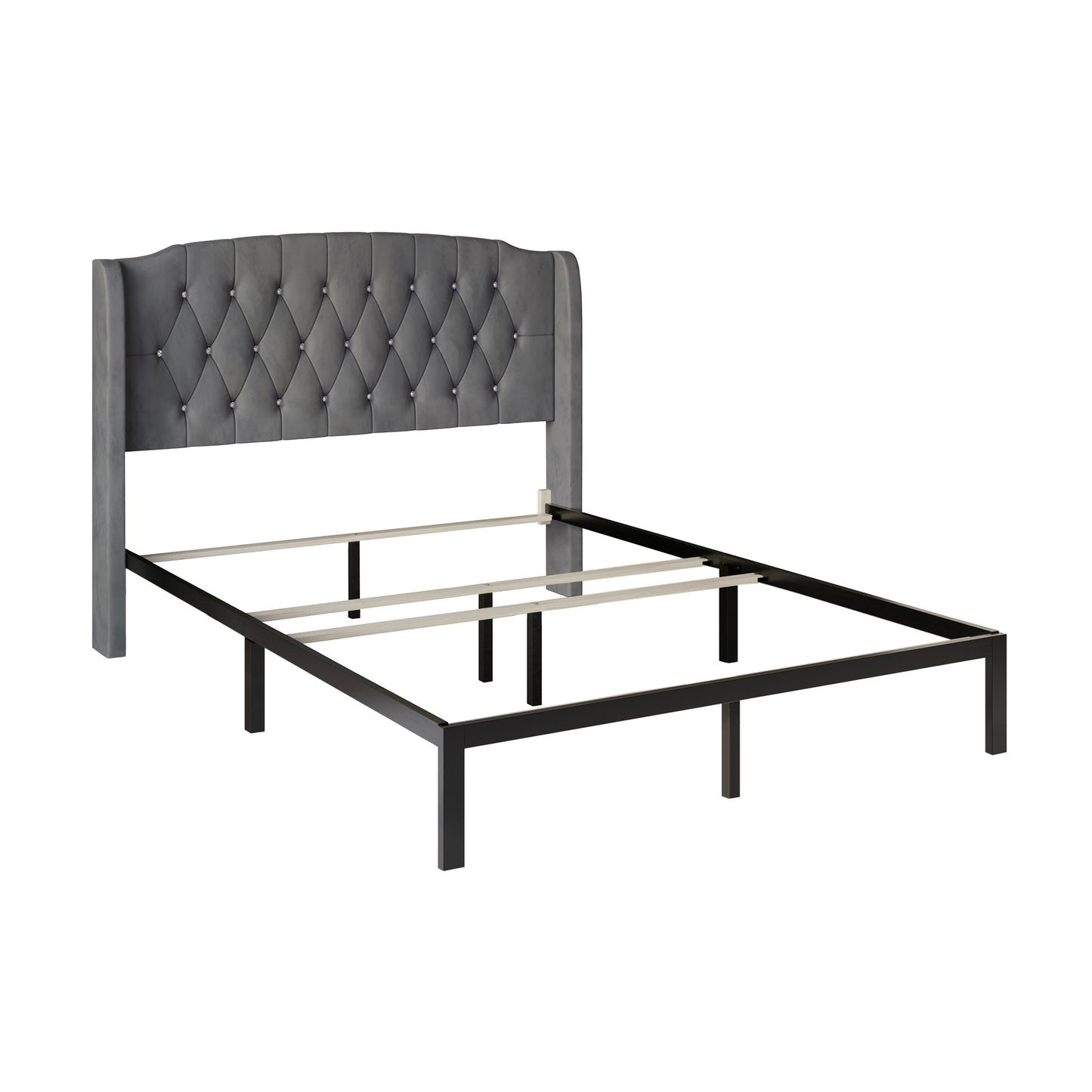 Tyreese 2 Piece Bedroom Bench Set Velvet Wingback Upholstered Bed
