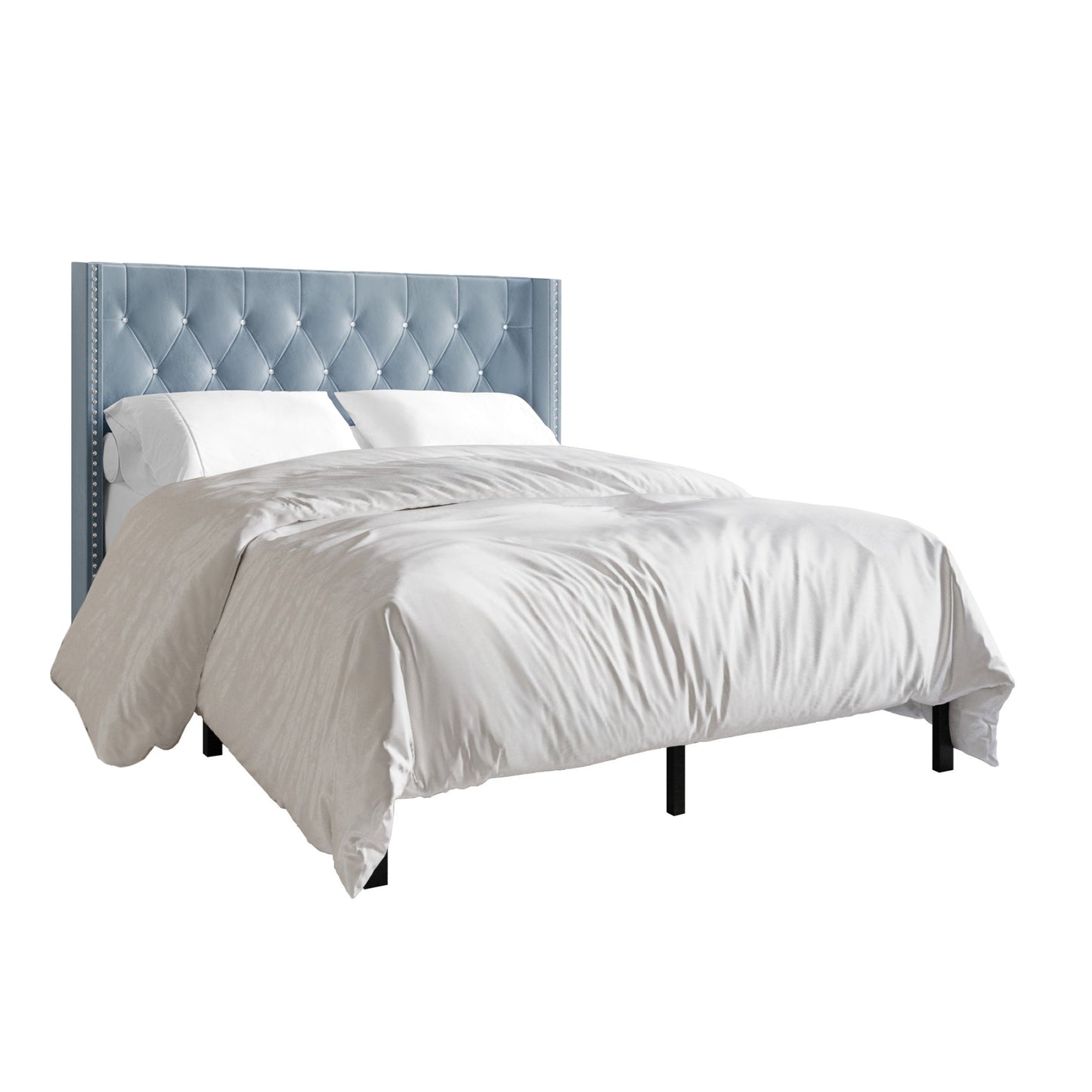 Ffyona Velvet Wingback Tufted Upholstered Bed