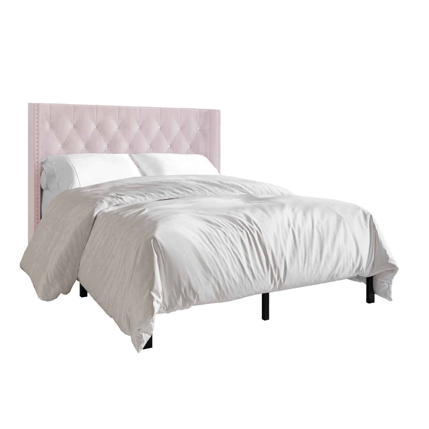 Ffyona Velvet Wingback Tufted Upholstered Bed