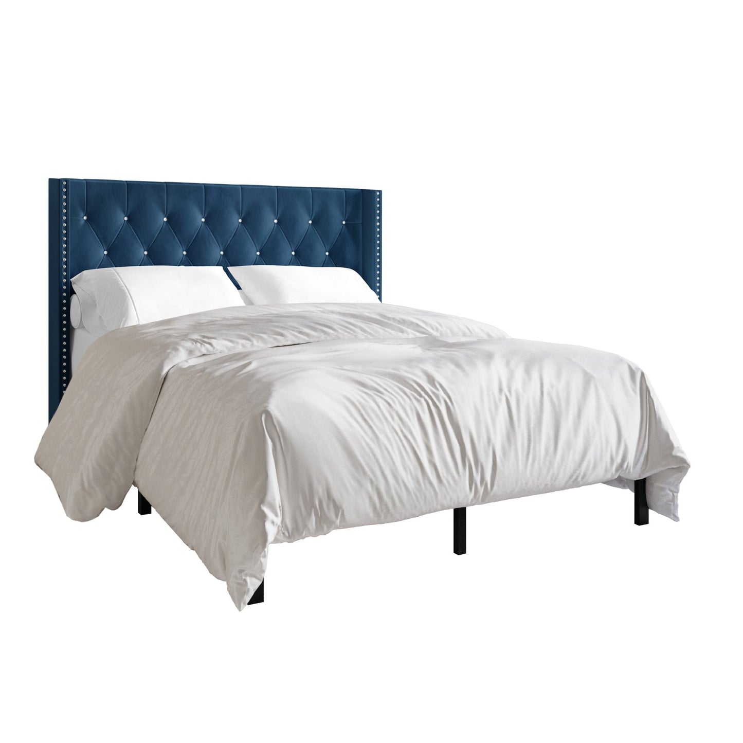 Ffyona Velvet Wingback Tufted Upholstered Bed