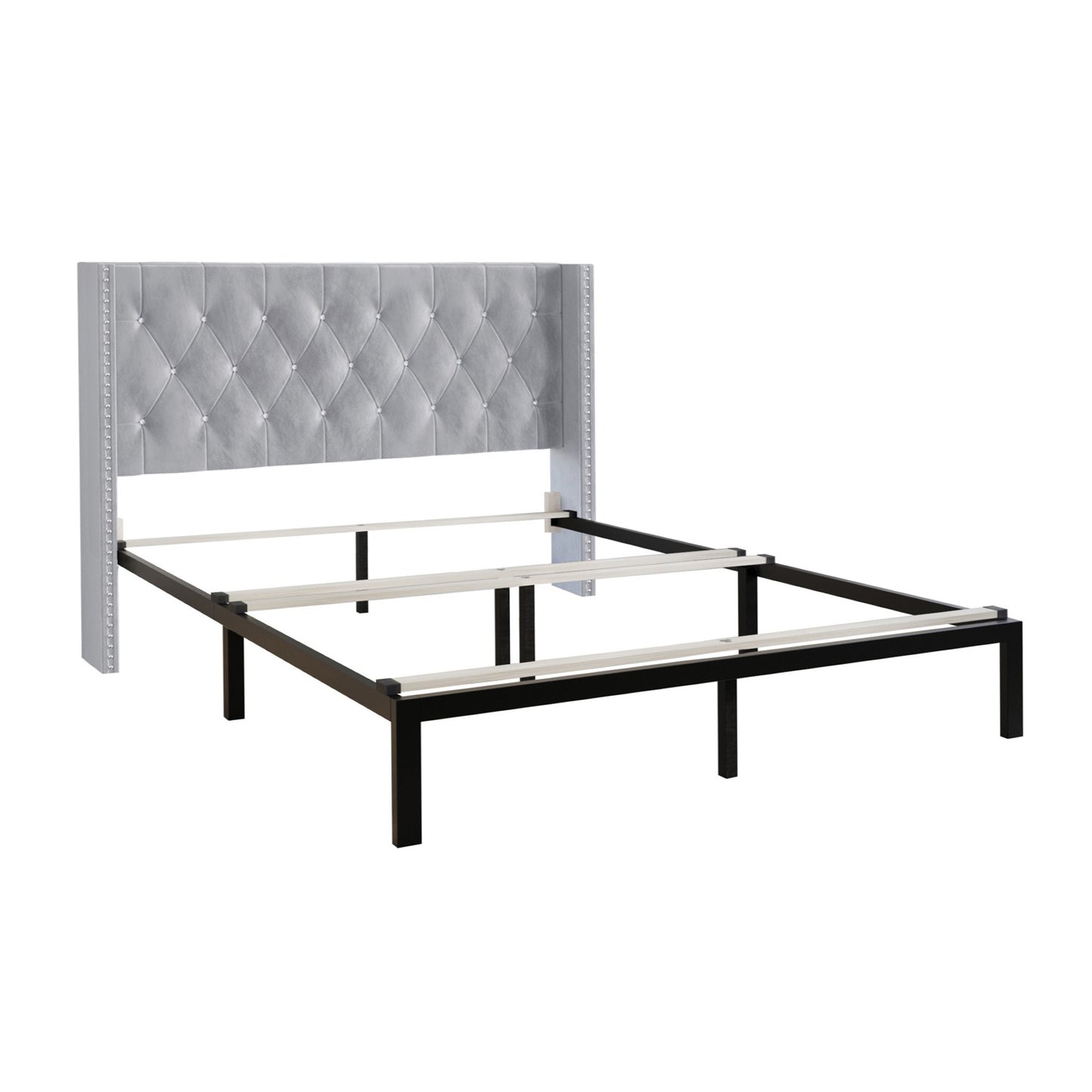 Ffyona Velvet Wingback Tufted Upholstered Bed
