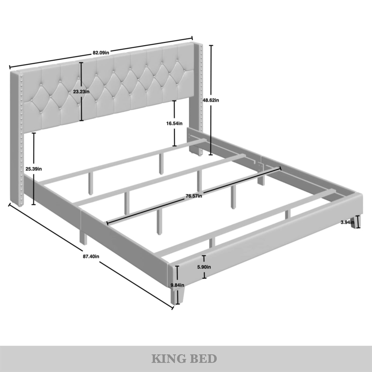 Elysian Button Tufted Wingback Upholstered Bed