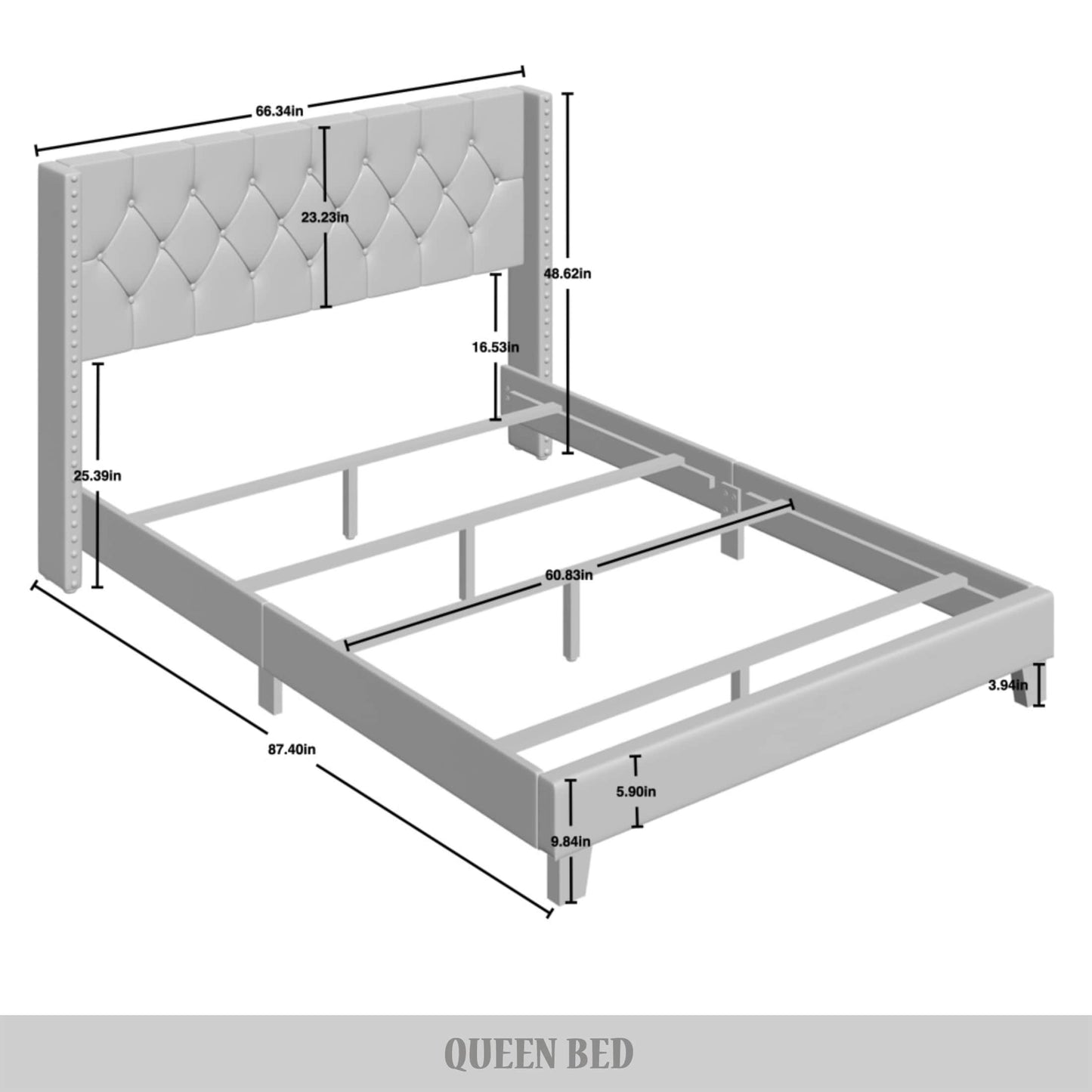 Elysian Button Tufted Wingback Upholstered Bed