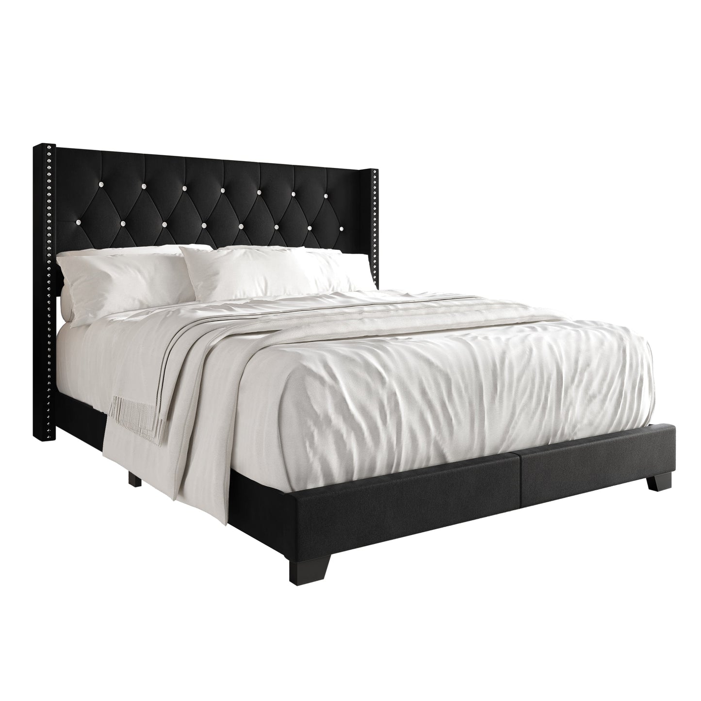 Elysian Button Tufted Wingback Upholstered Bed