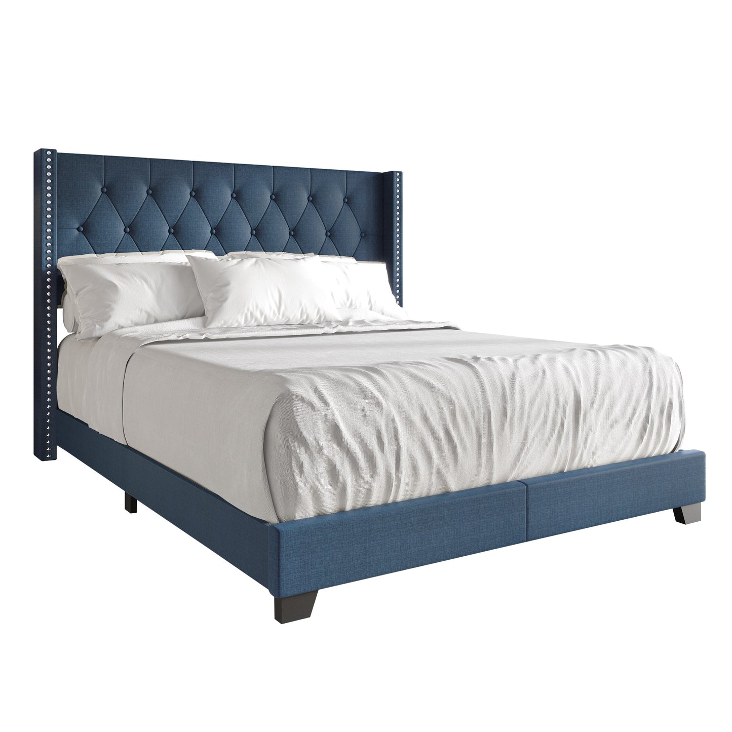 Elysian Button Tufted Wingback Upholstered Bed