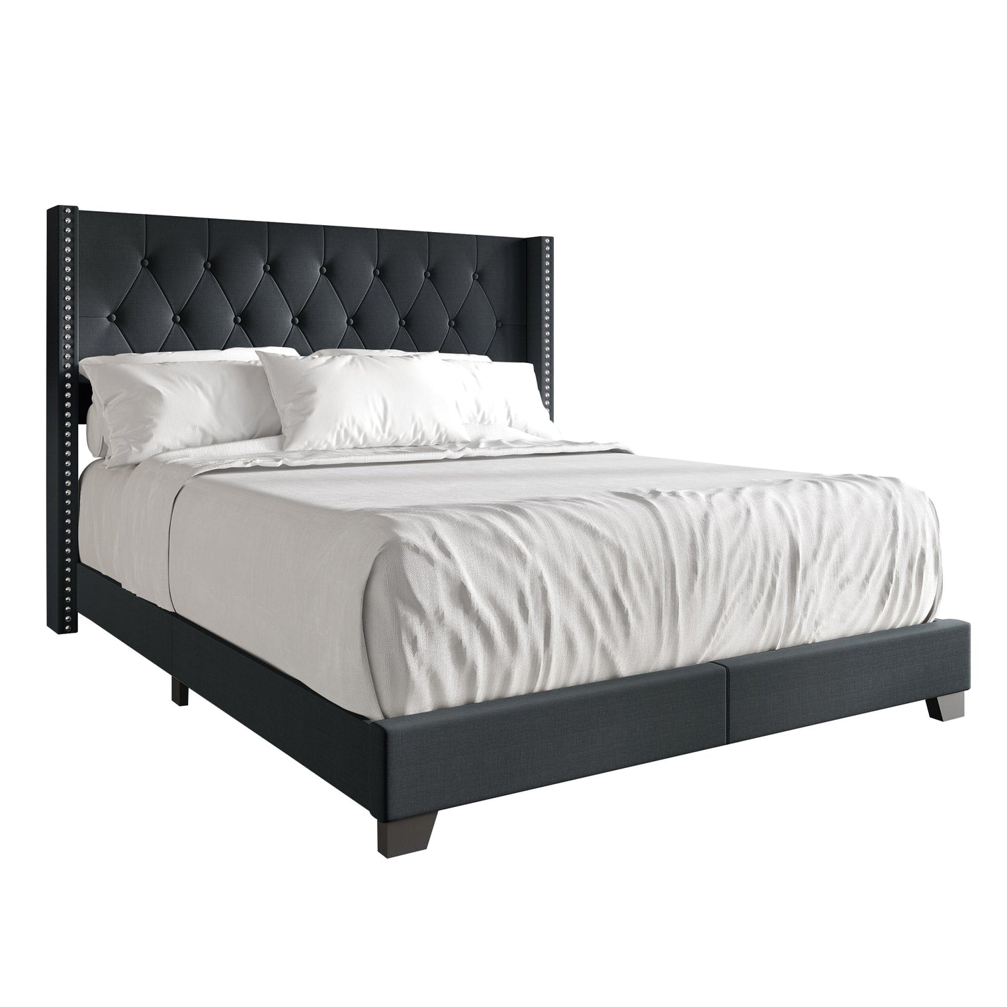 Elysian Button Tufted Wingback Upholstered Bed