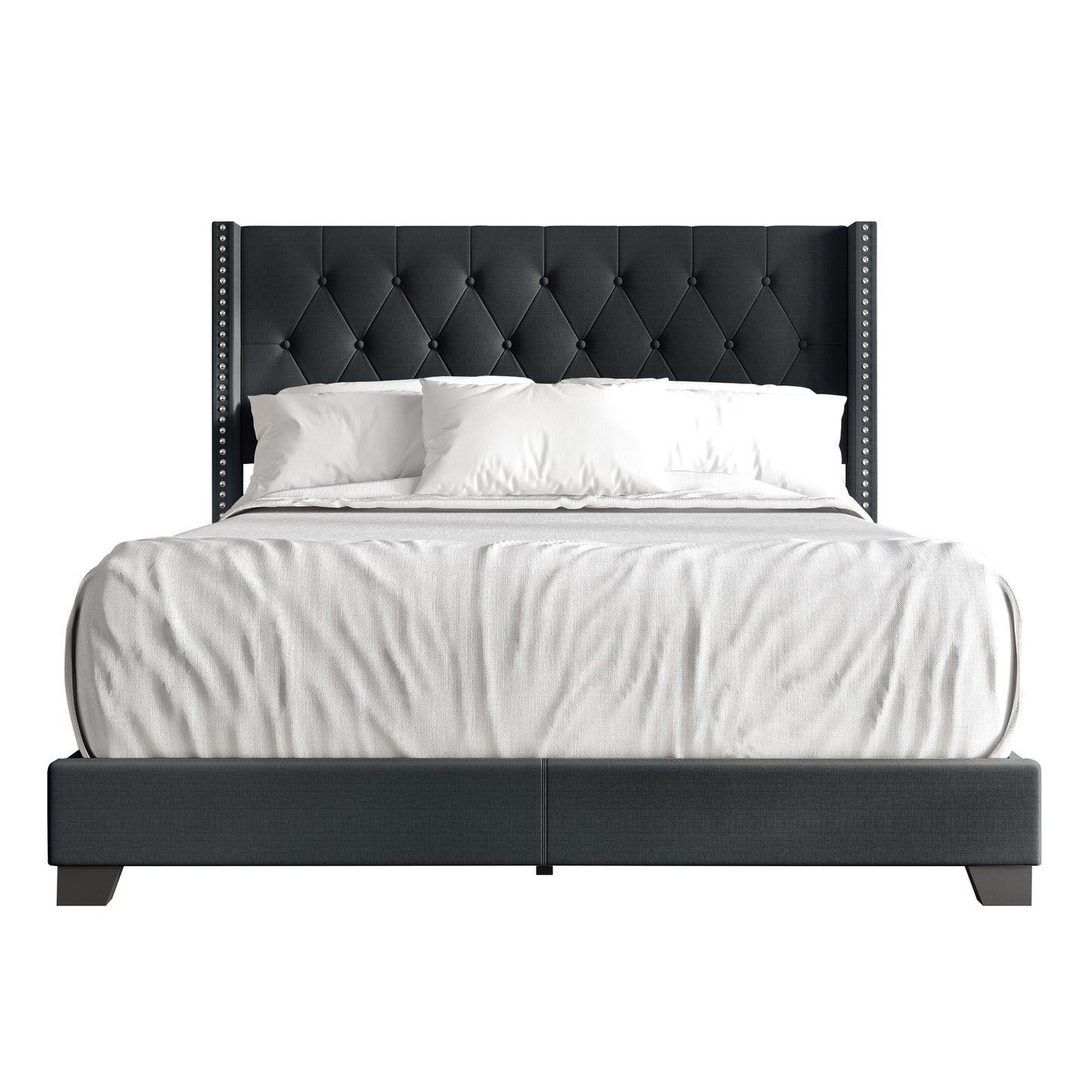 Elysian Button Tufted Wingback Upholstered Bed