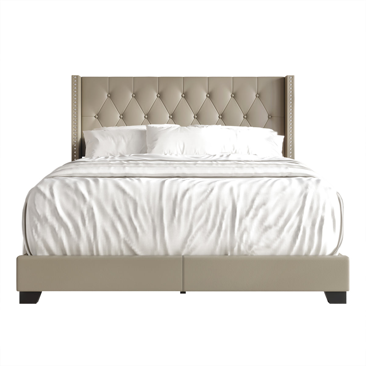Elysian Button Tufted Wingback Upholstered Bed