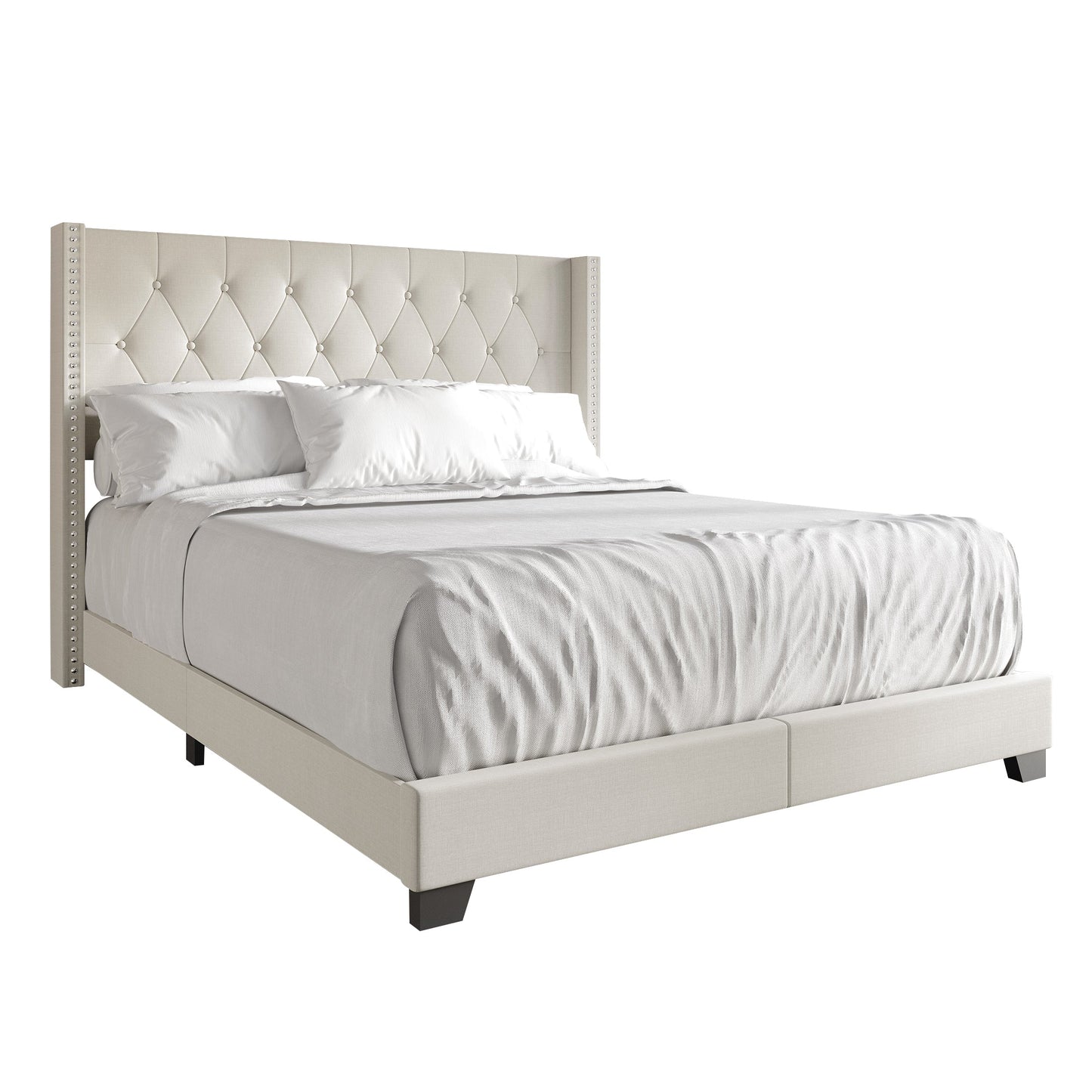 Elysian Button Tufted Wingback Upholstered Bed
