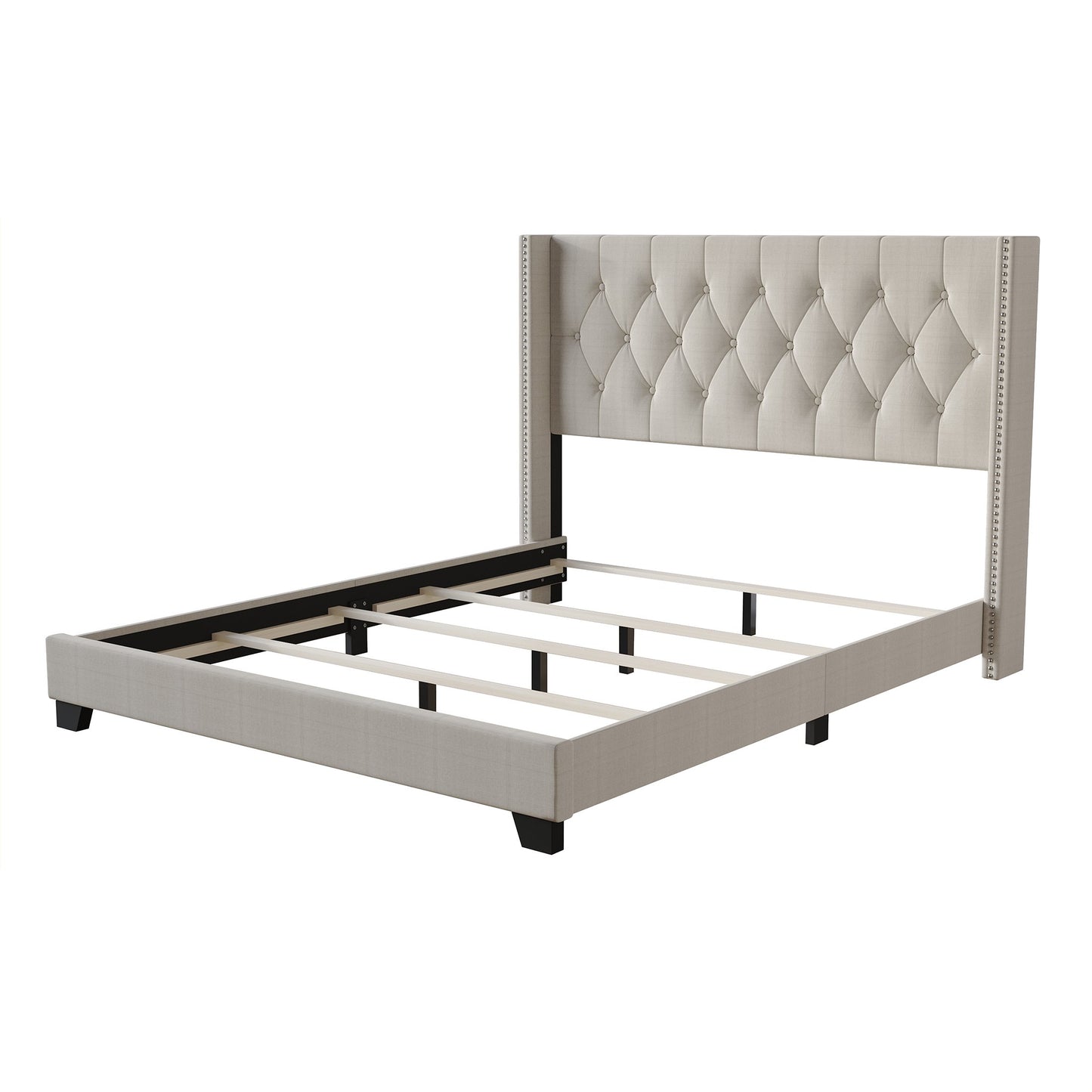 Elysian Button Tufted Wingback Upholstered Bed