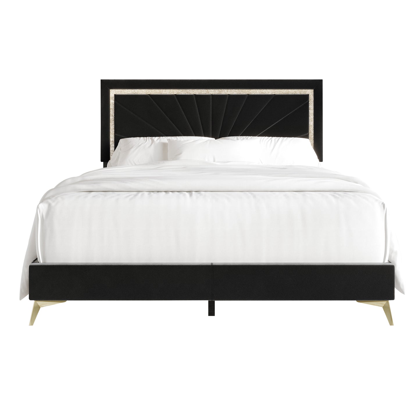 Soufian Diamond Strip Velvet Upholstered Bed
