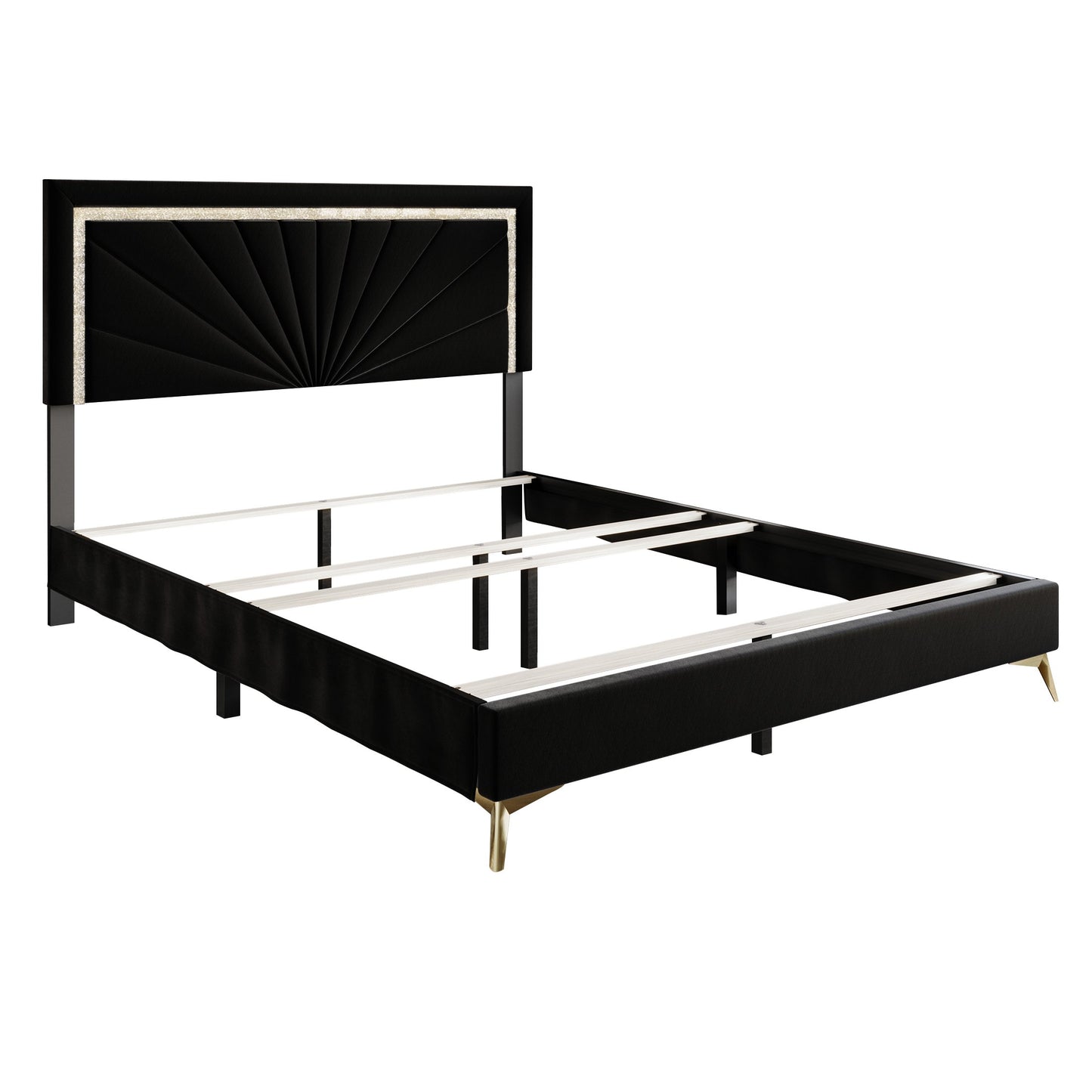 Soufian Diamond Strip Velvet Upholstered Bed