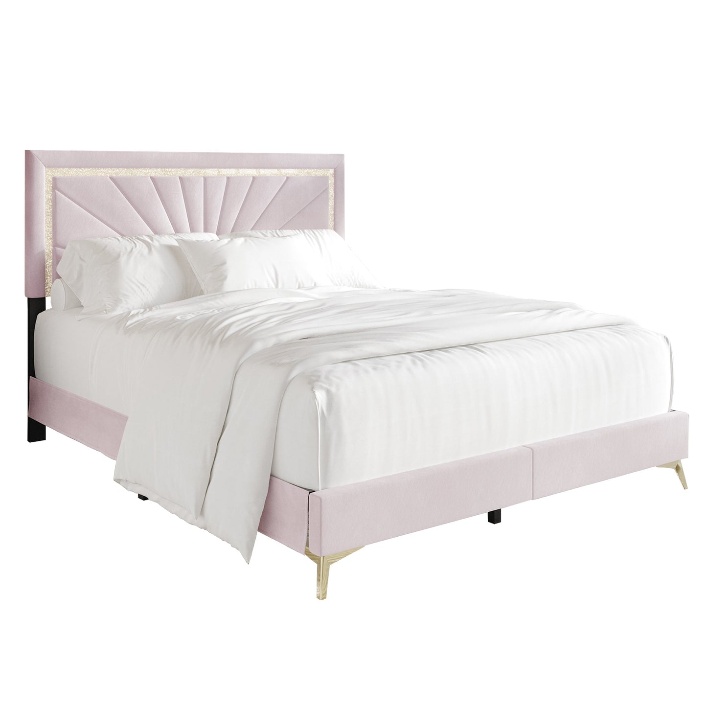 Soufian Diamond Strip Velvet Upholstered Bed