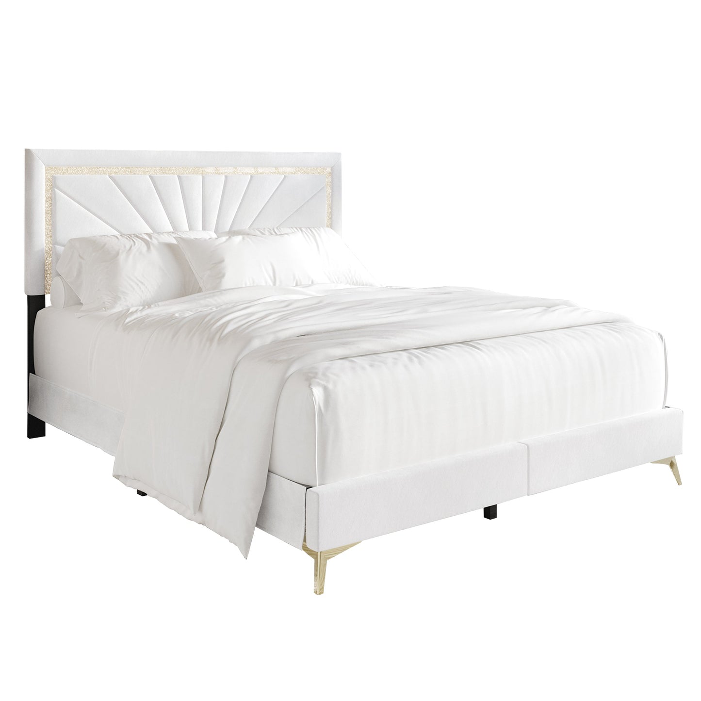 Soufian Diamond Strip Velvet Upholstered Bed
