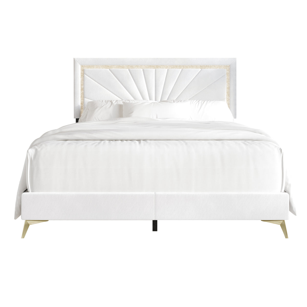 Soufian Diamond Strip Velvet Upholstered Bed