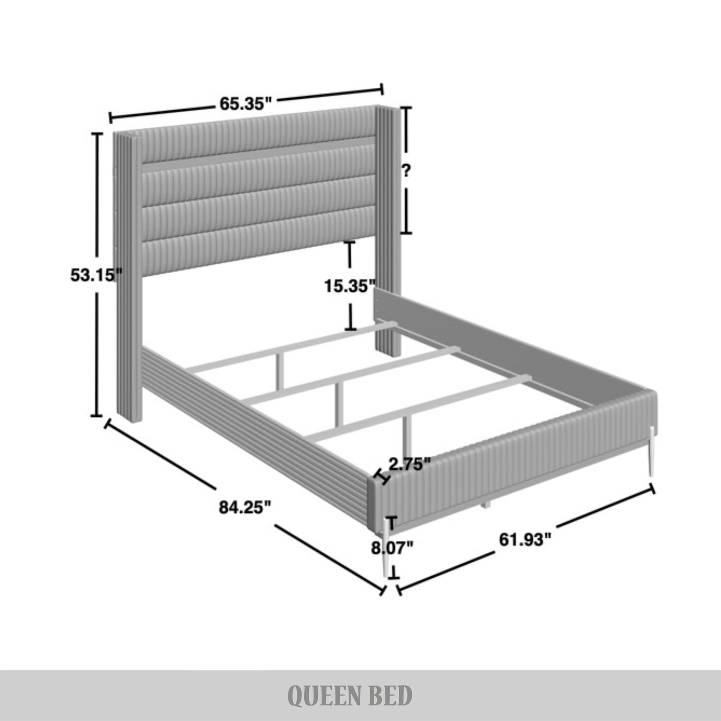 Anaika Gold PU Strip Wingback Velvet Upholstered Bed